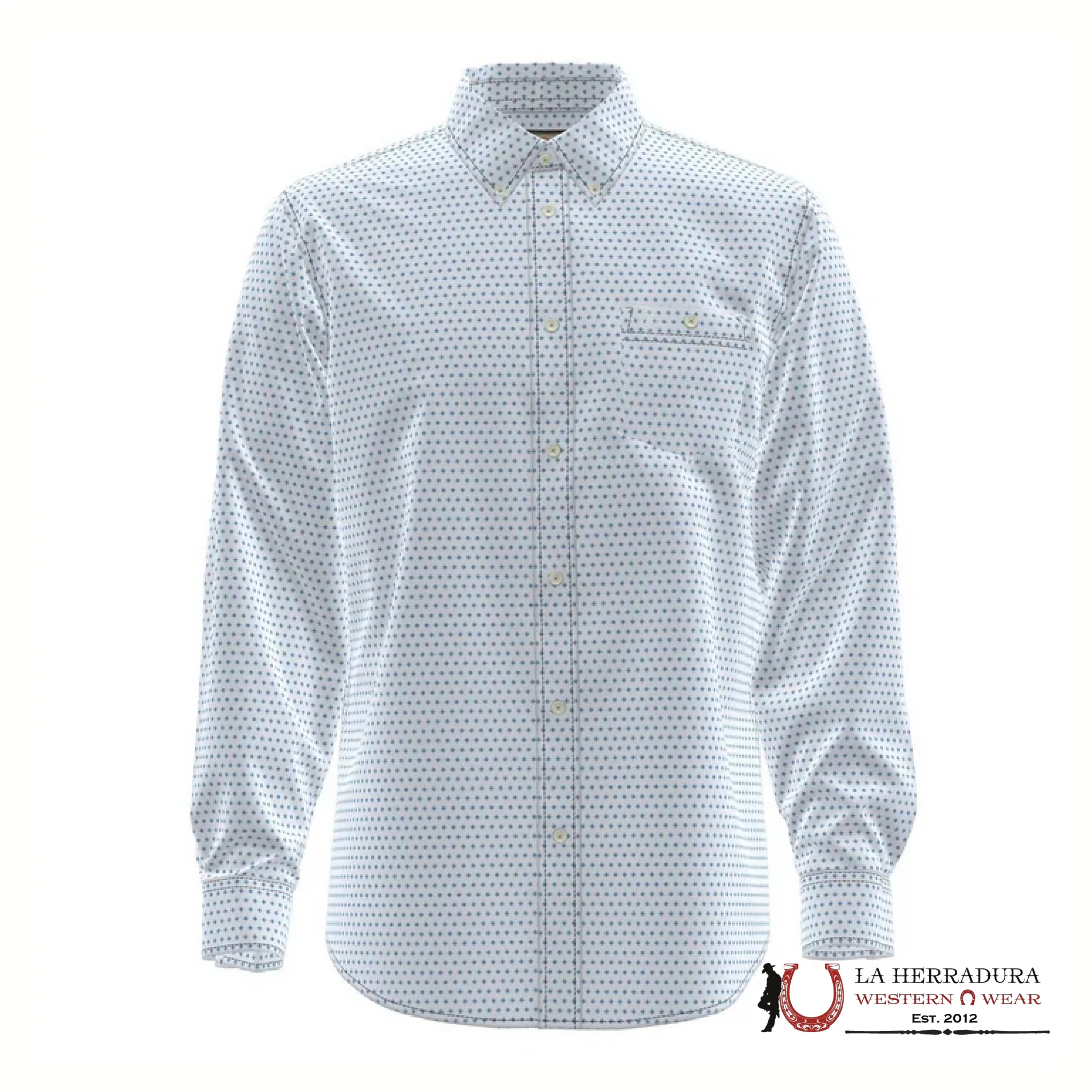 WRANGLER SHIRT RELAXED FIT WHITE/BLUE LONG SLEEVE 4264 ROPA HOMBRES