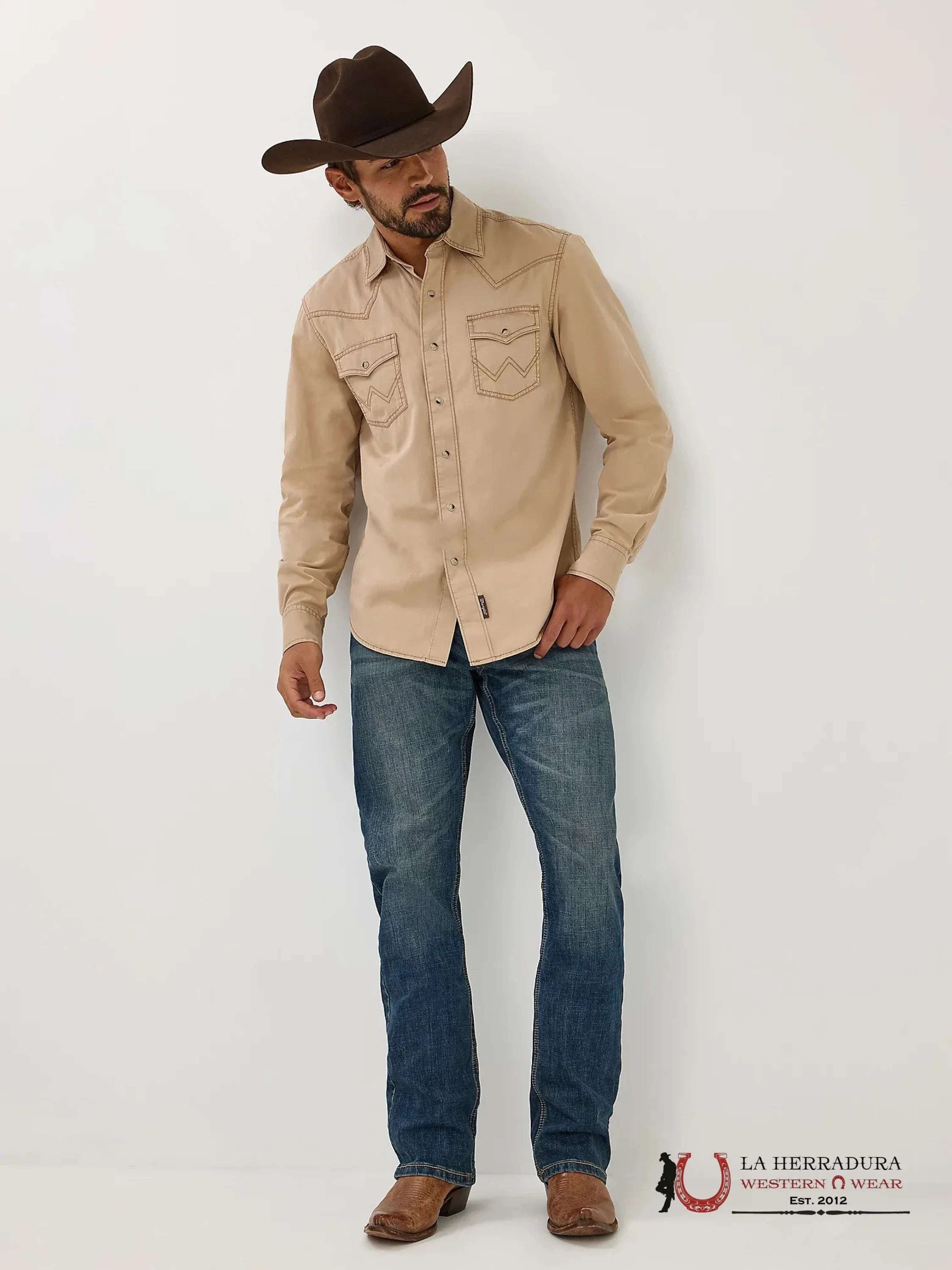 WRANGLER SHIRT RETRO BROWN LONG SLEEVE 9916 ROPA HOMBRES