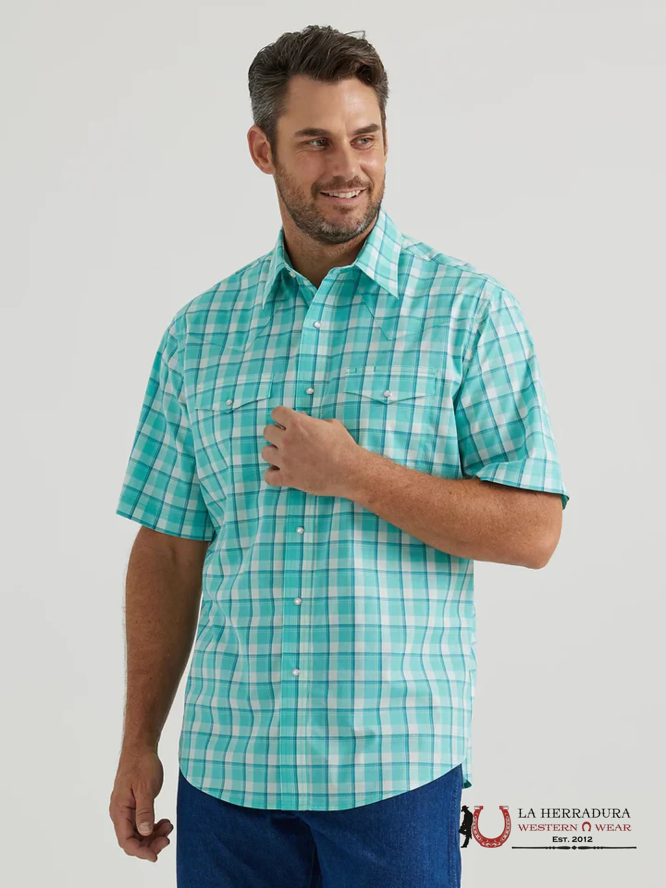 WRANGLER SHORT SLEEVE WESTERN PRINT MENS BLUE - 112346250 ROPA HOMBRES