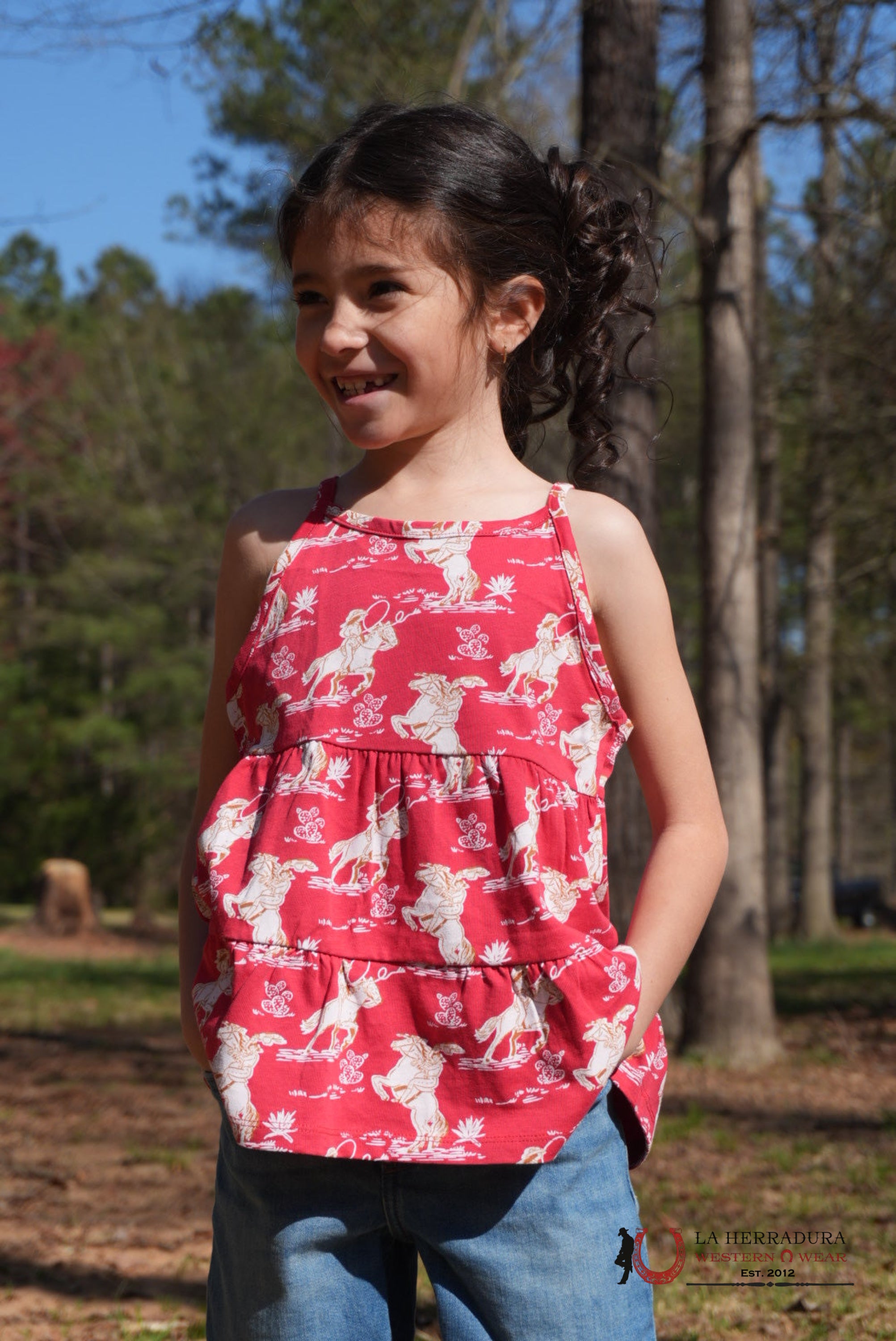 Wrangler Tank Top Red With Western Print Girls - 4335 NIÑOS