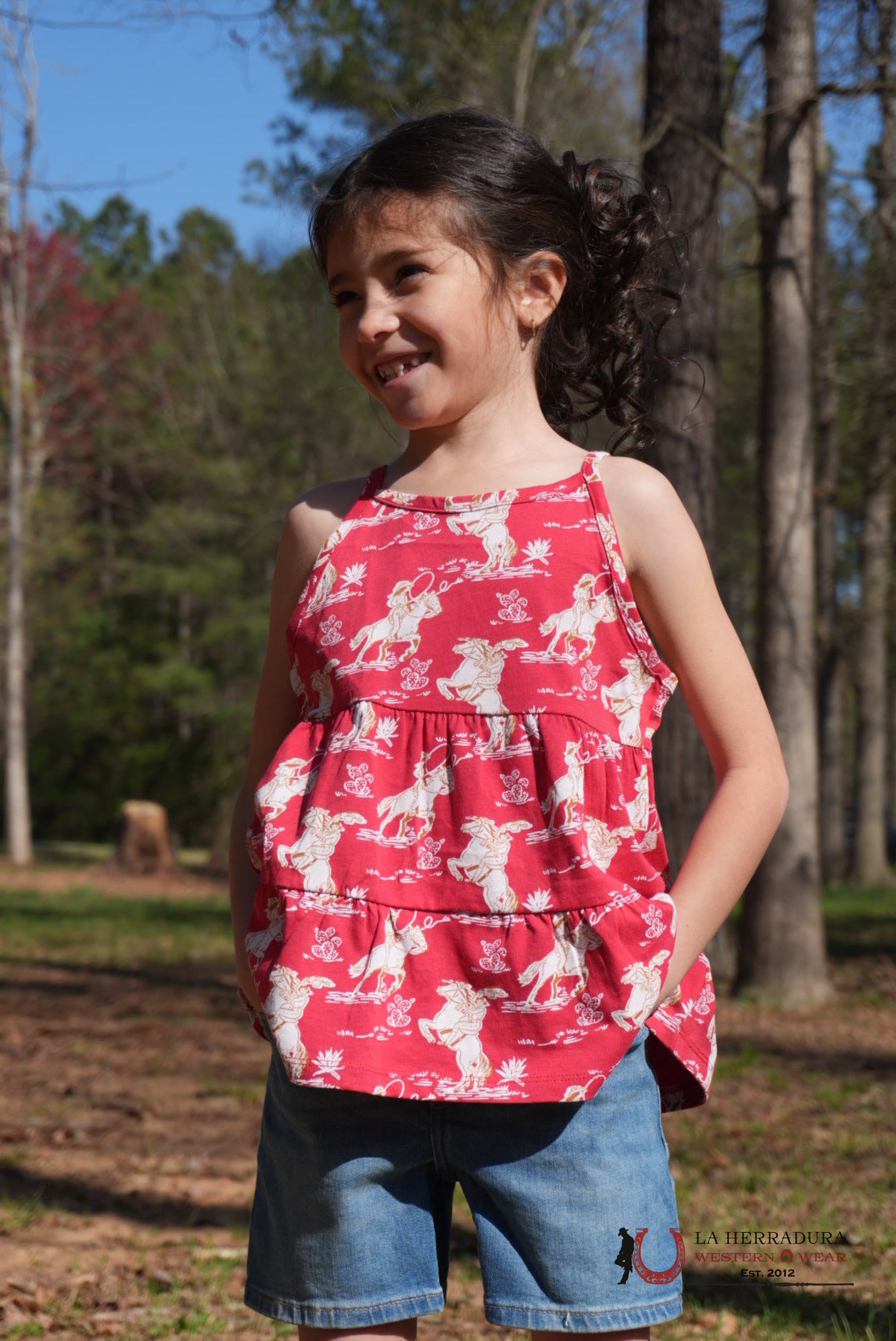 Wrangler Tank Top Red With Western Print Girls - 4335 NIÑOS