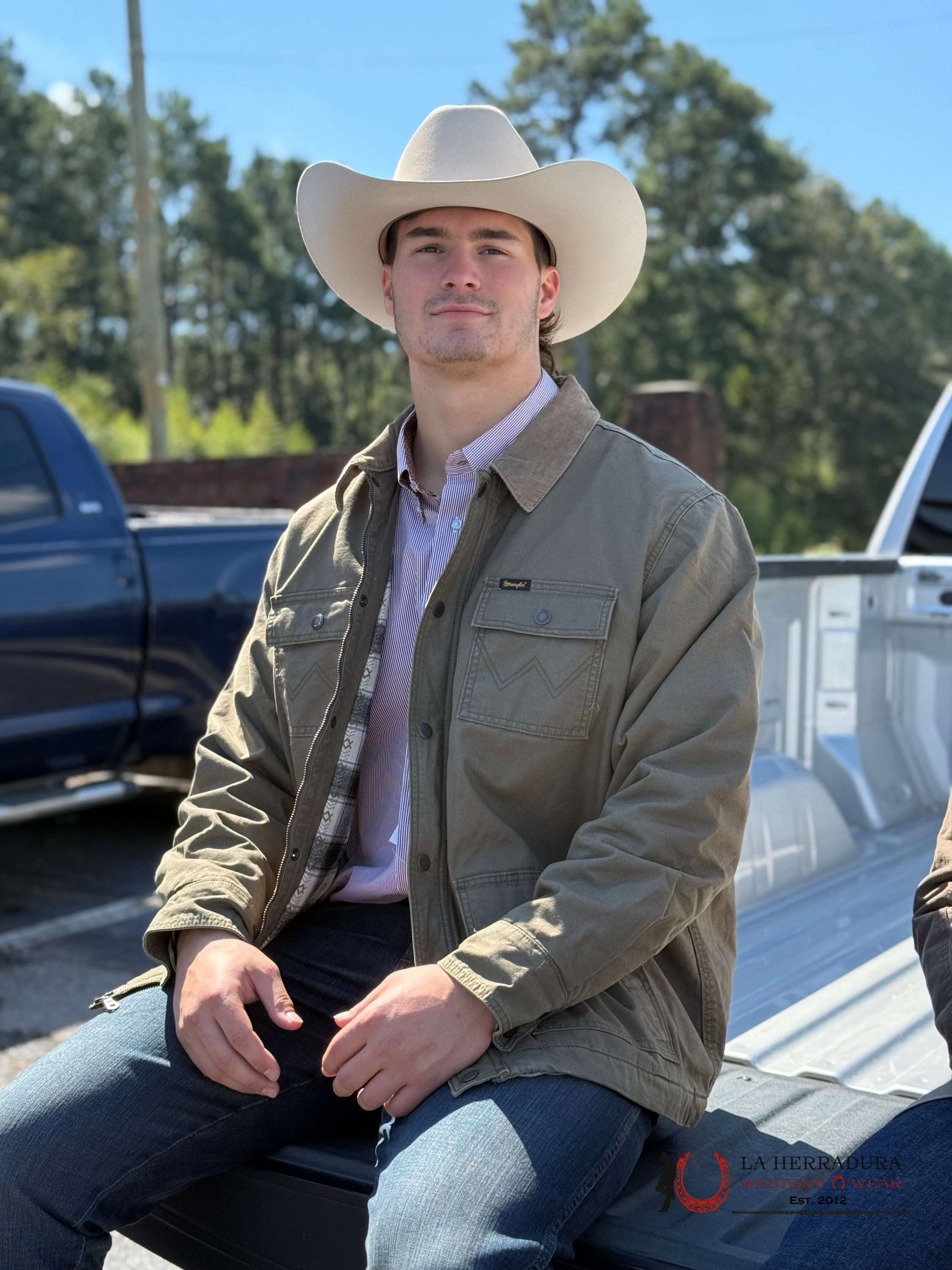 Wrangler Western Line Cord Collar Zip Barn Green Jacket Ropa Hombres