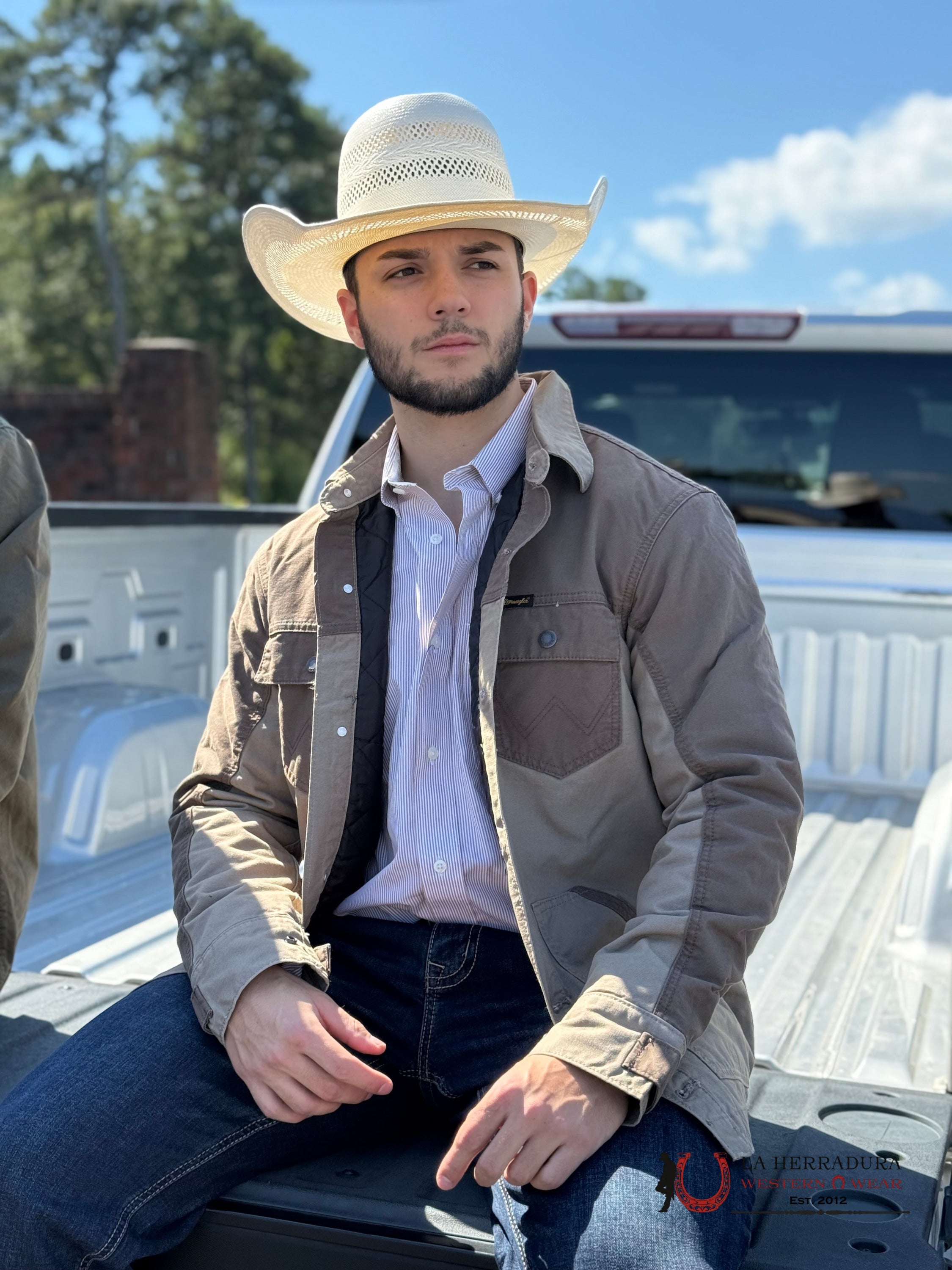 Wrangler Western Line Cord Collar Zip Tan/Brown Jacket Ropa Hombres