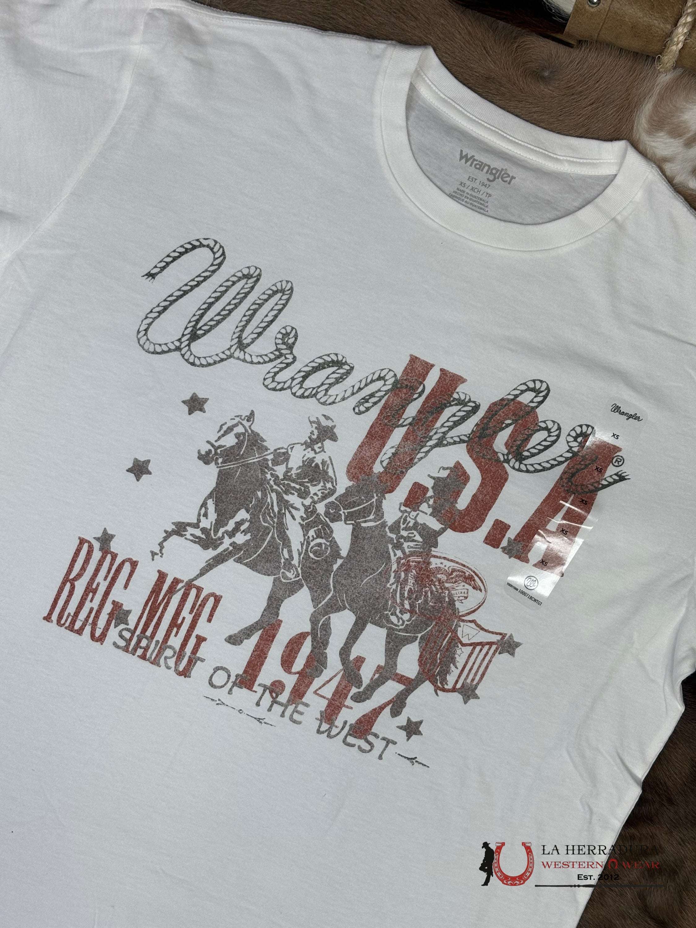 Wrangler White Cowboys Design Short Sleeve Shirt - 1887 ROPA HOMBRES