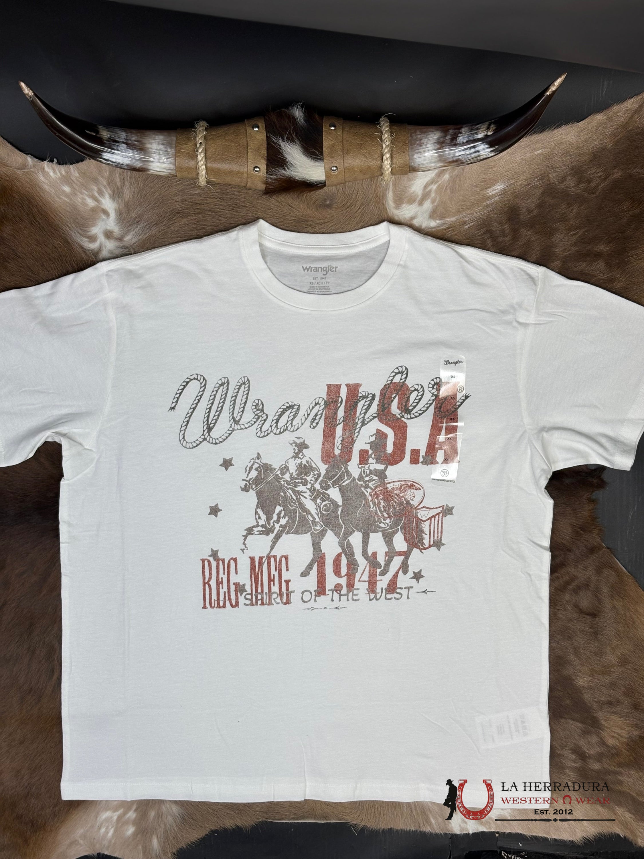 Wrangler White Cowboys Design Short Sleeve Shirt - 1887 ROPA HOMBRES