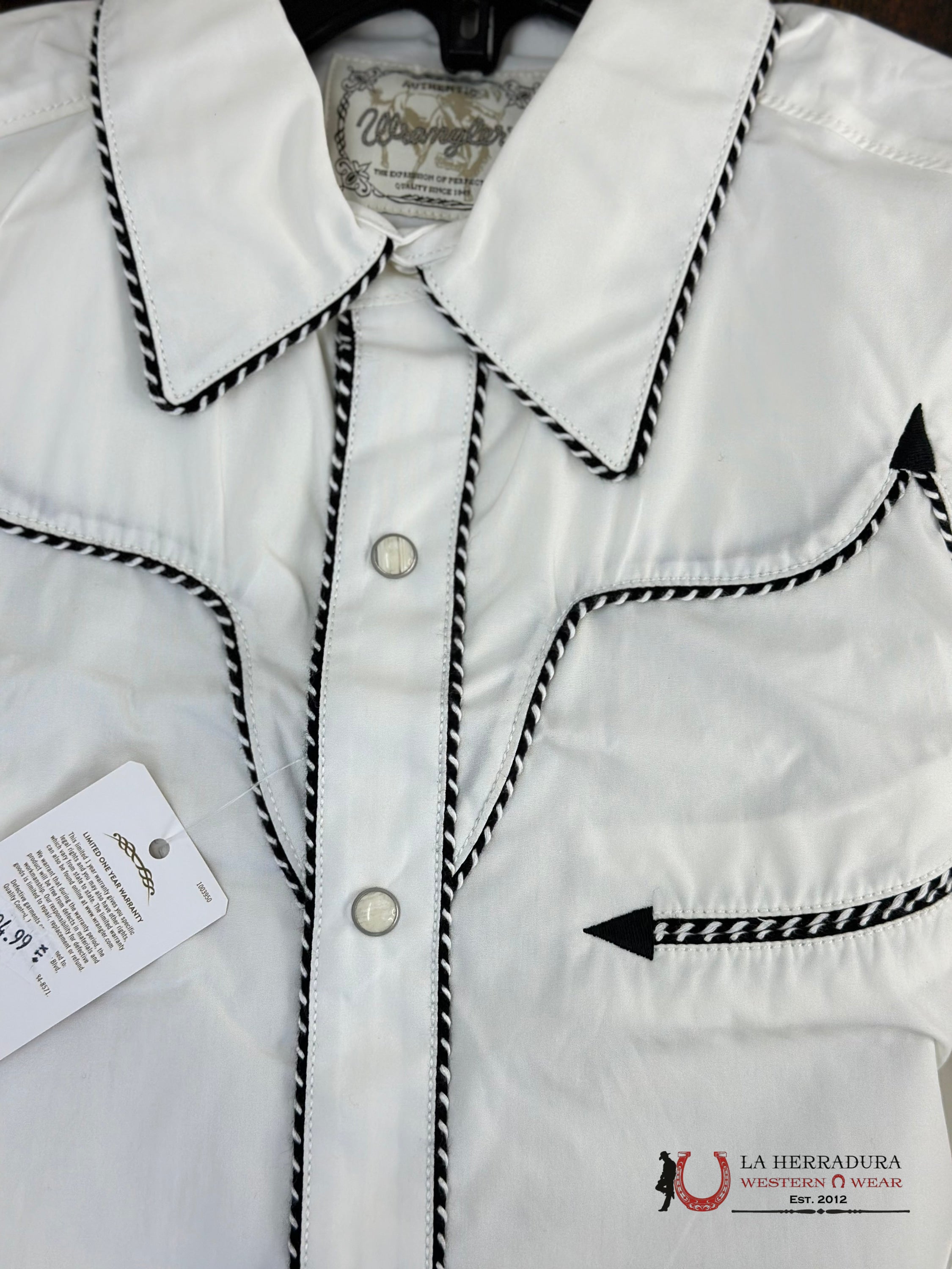 Wrangler White Rancher Snap Long Sleeve Shirt Ropa Hombres
