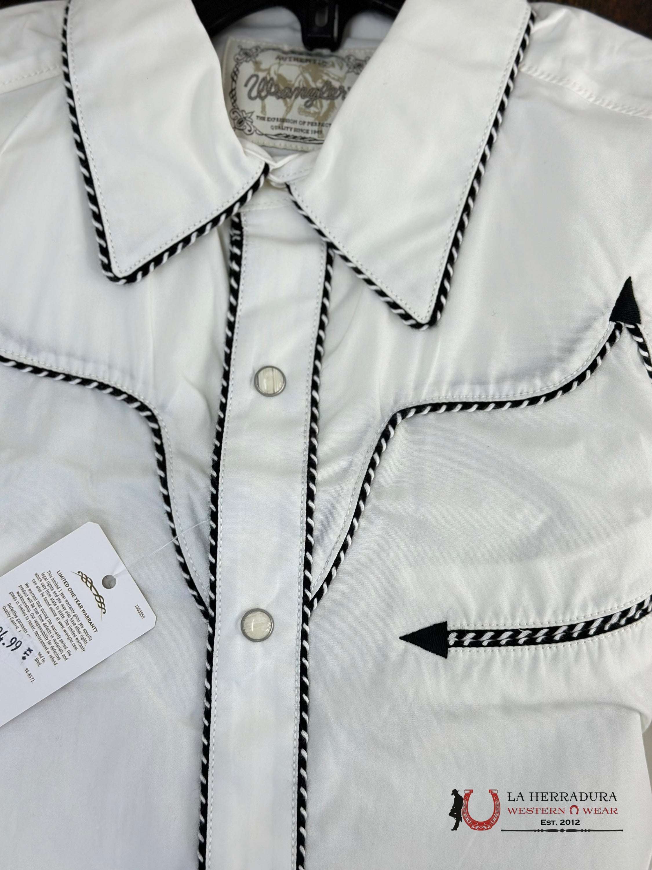 Wrangler White Rancher Snap Long Sleeve Shirt Ropa Hombres