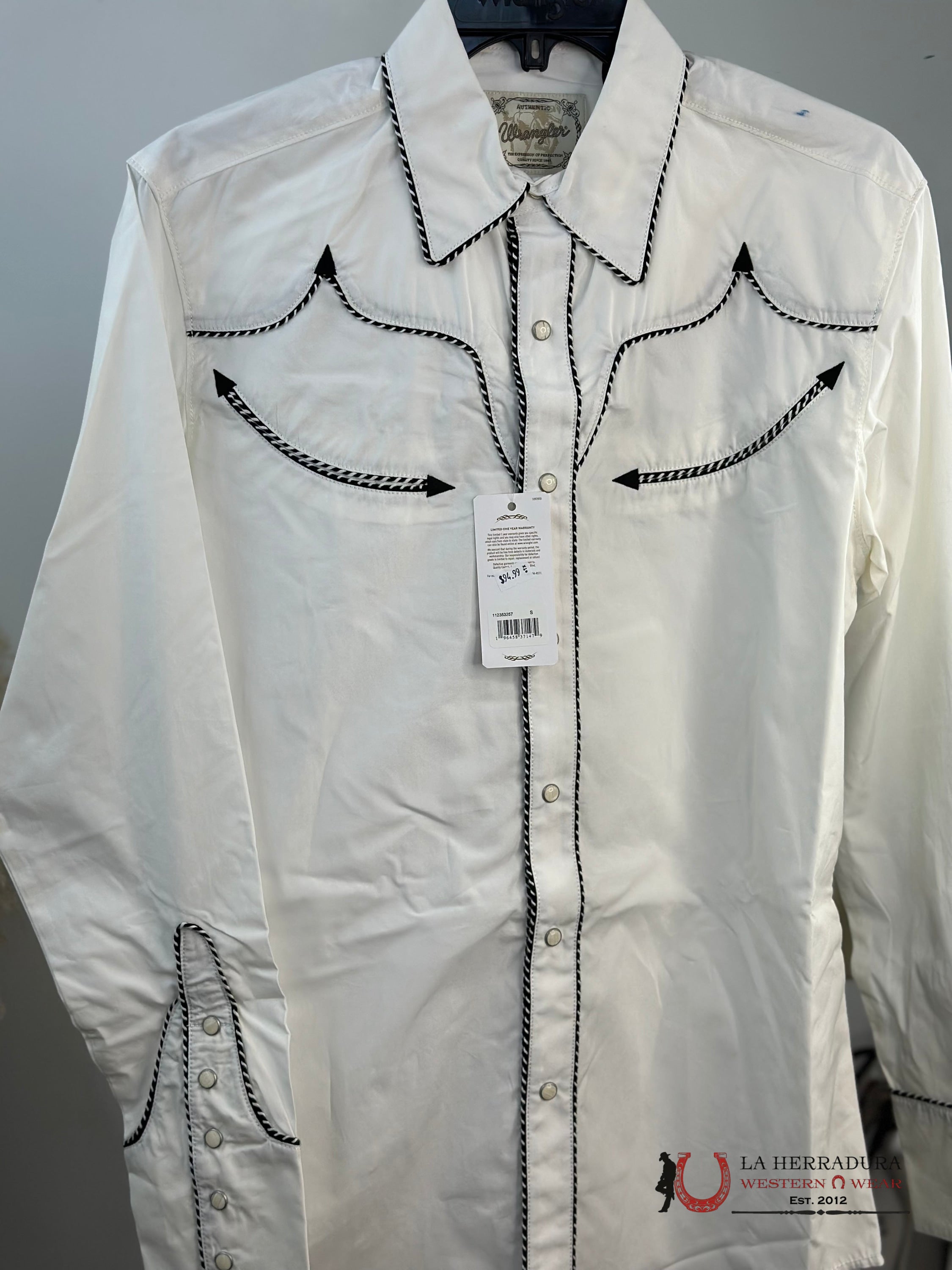 Wrangler White Rancher Snap Long Sleeve Shirt Ropa Hombres