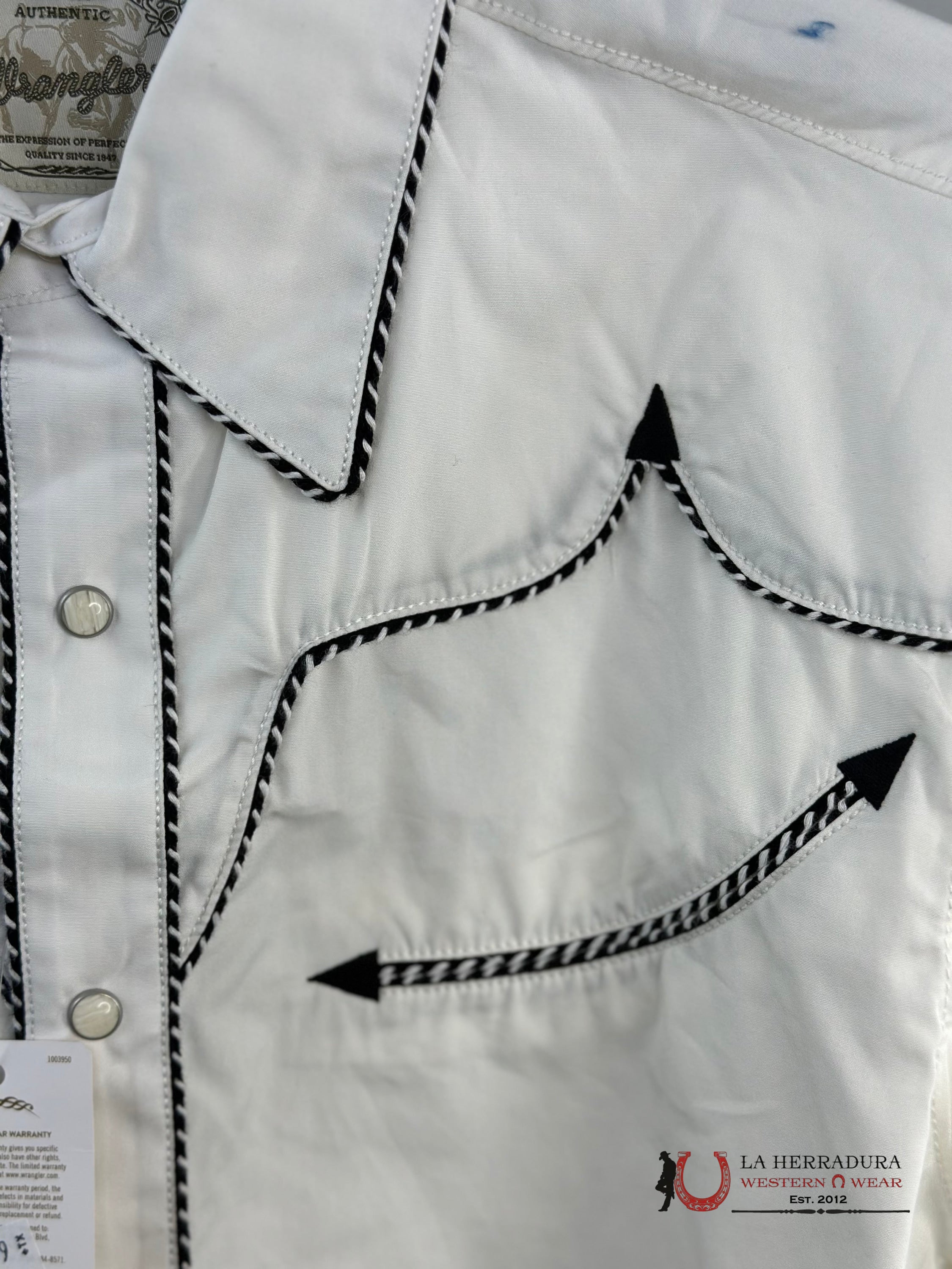 Wrangler White Rancher Snap Long Sleeve Shirt Ropa Hombres