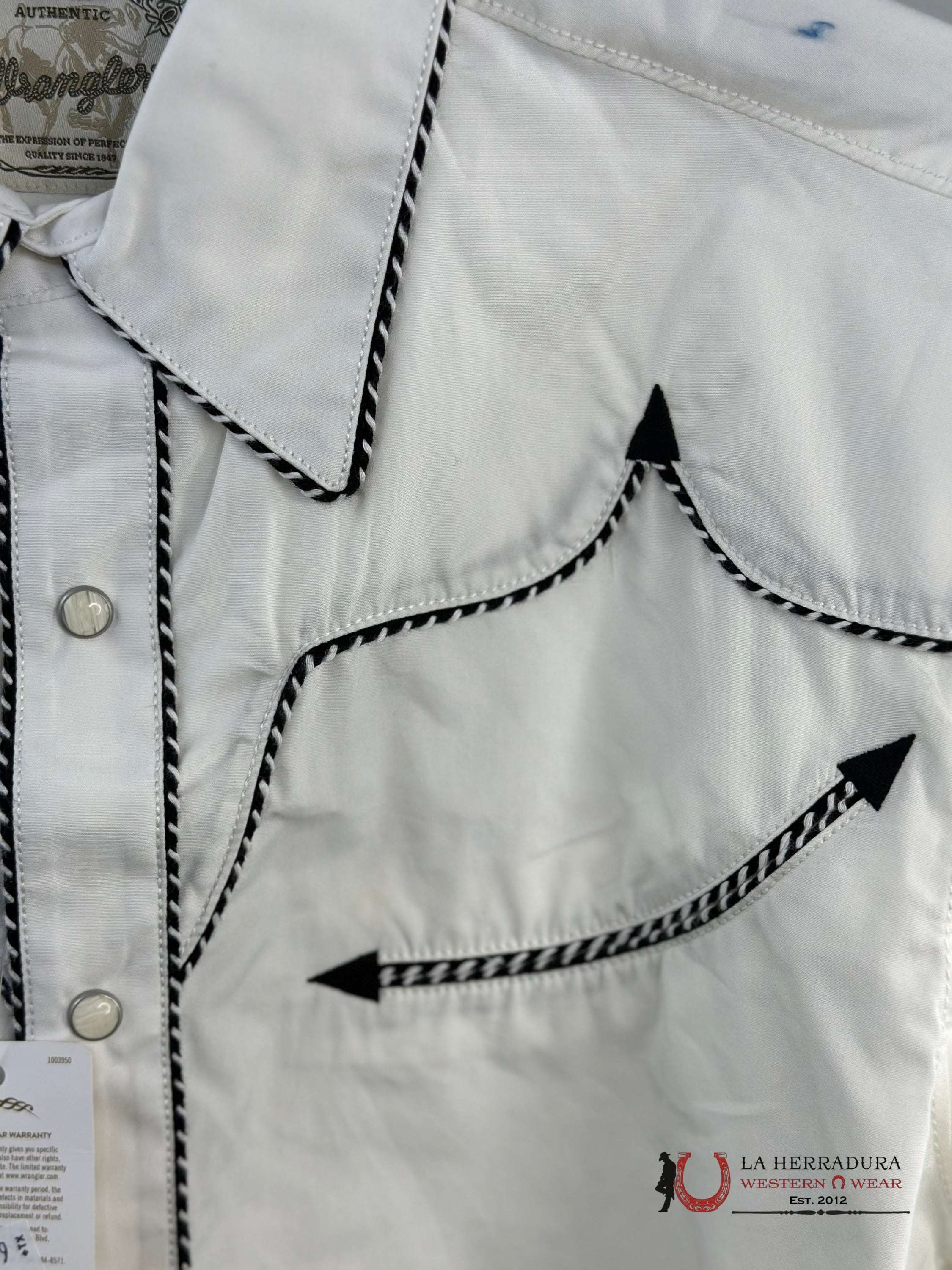 Wrangler White Rancher Snap Long Sleeve Shirt Ropa Hombres