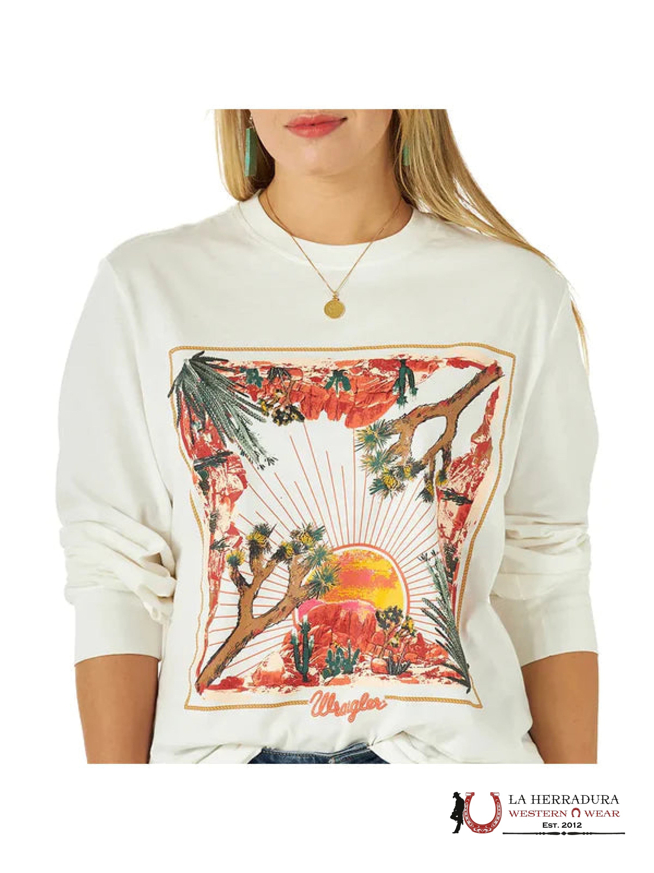 WRANGLER WOMEN LING SLEEVE SHIRT WHITE DERT VIEW 112317130 ROPA MUJERES