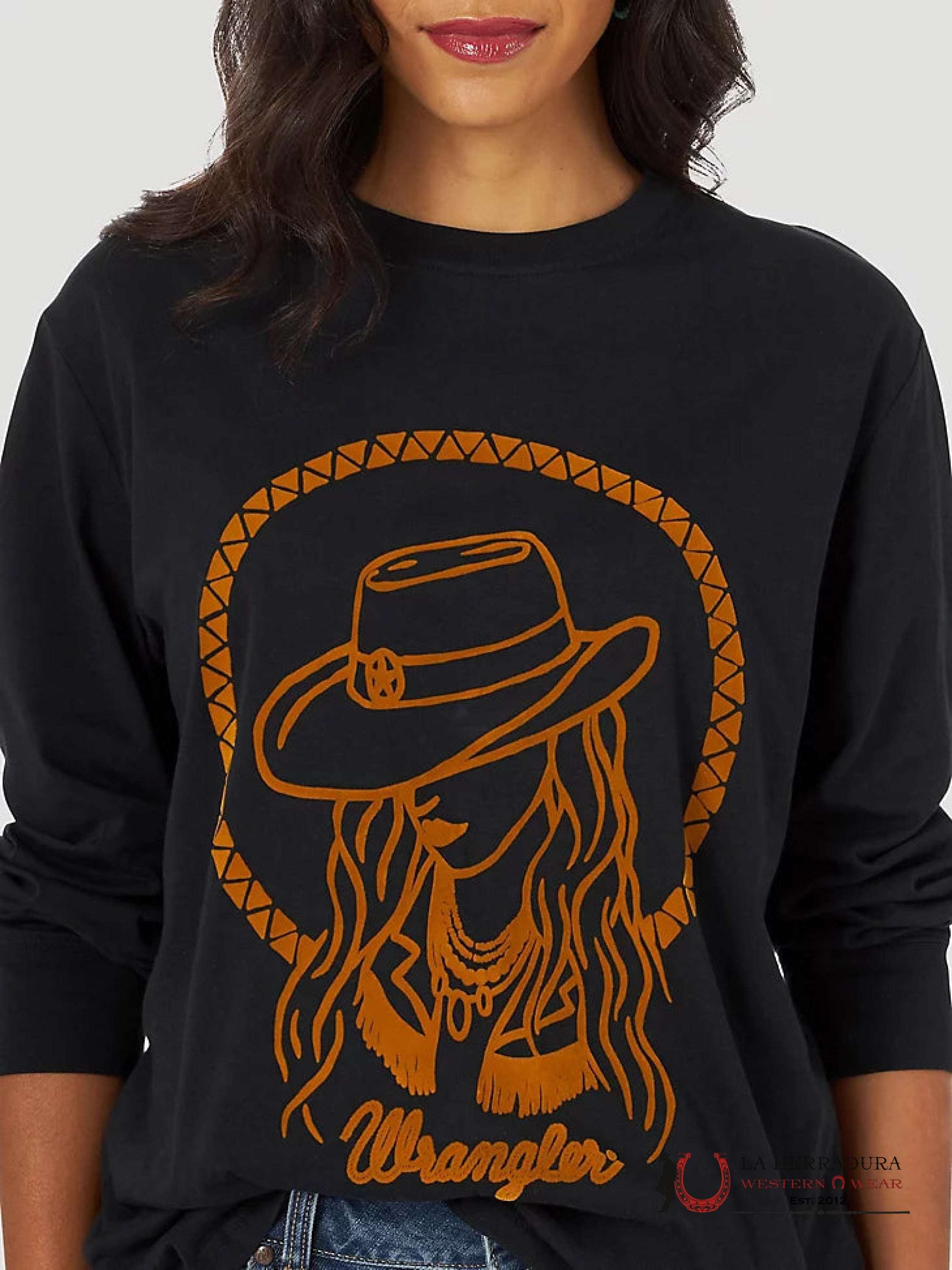 WRANGLER WOMEN LONG SLEEVE SHIRT BLACK COW GIRL 112317126 ROPA MUJERES