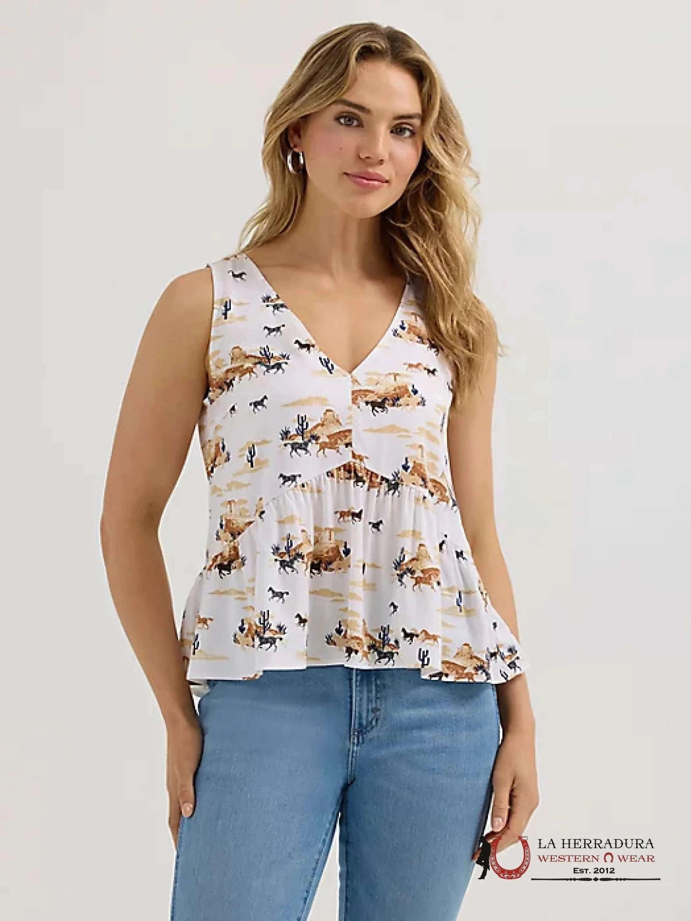 Wrangler WOMEN’S V-NECK PEPLUM TANK TOP SHIRT - 4382 ROPA MUJERES