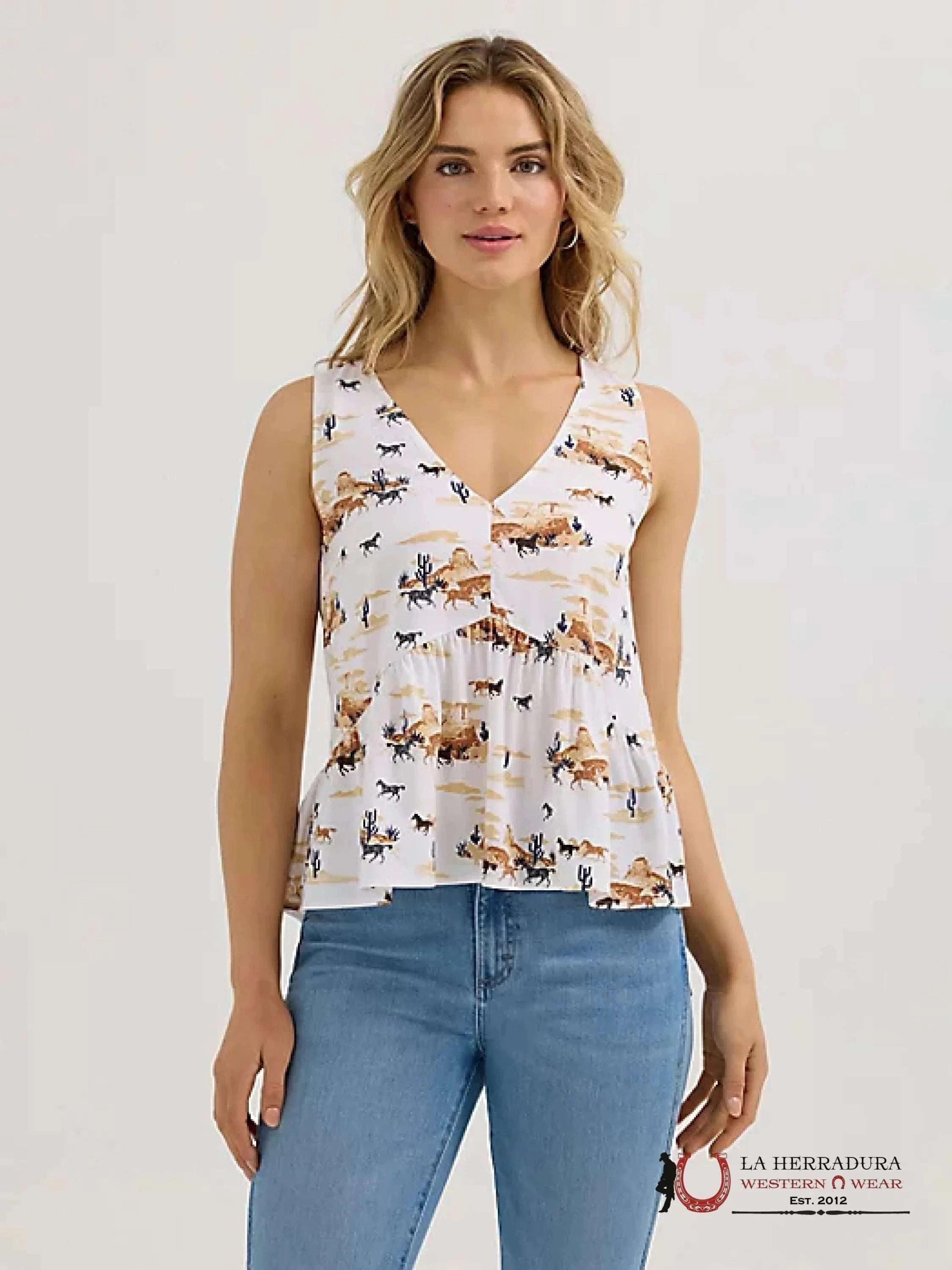 Wrangler WOMEN’S V-NECK PEPLUM TANK TOP SHIRT - 4382 ROPA MUJERES