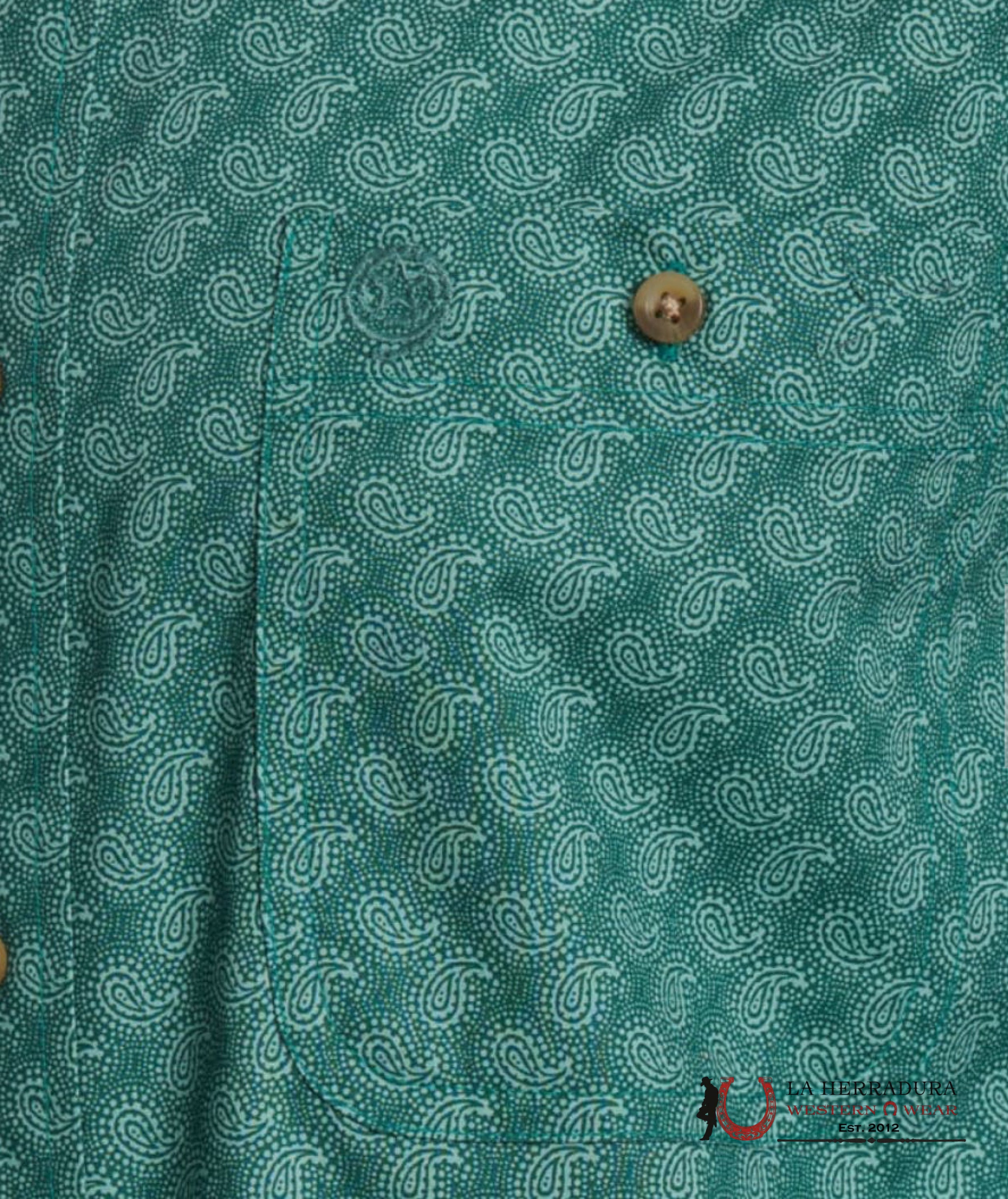 WRANGLER X GEORGE STRAIT TEAL/GREEN PAISLEY LS SHIRT - 0007 ROPA HOMBRES