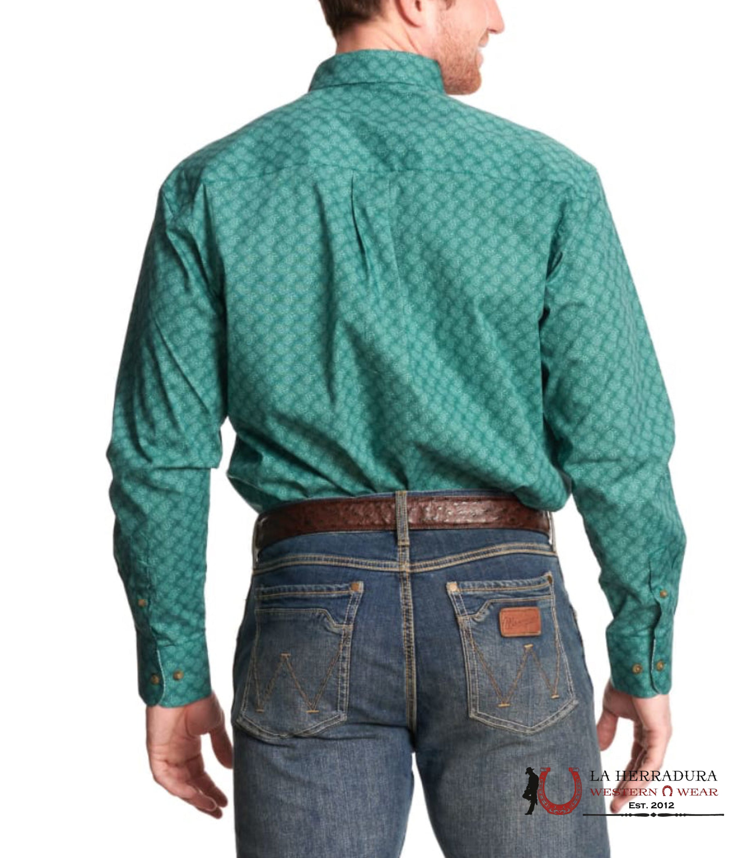 WRANGLER X GEORGE STRAIT TEAL/GREEN PAISLEY LS SHIRT - 0007 ROPA HOMBRES