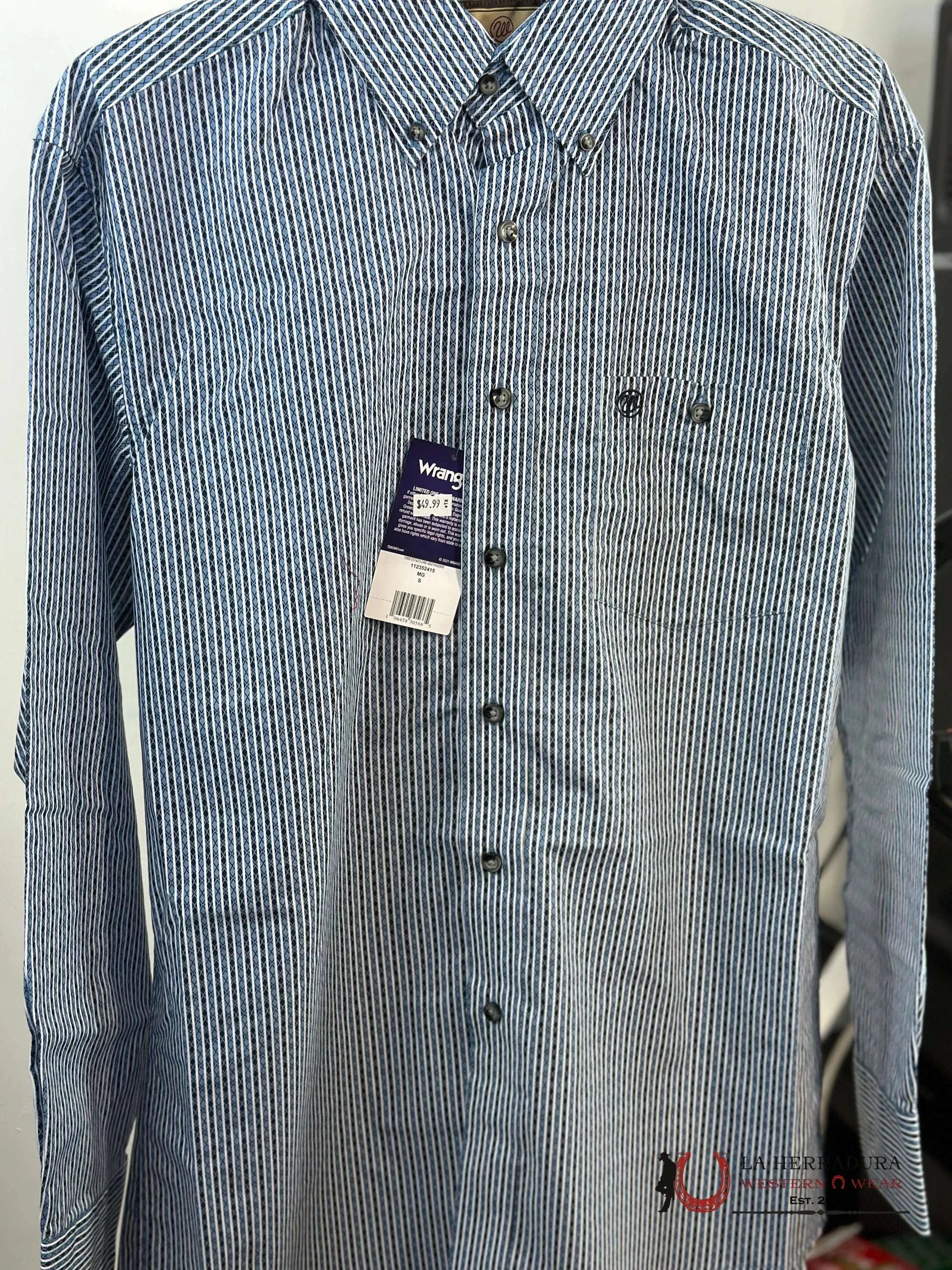 Wrangler X Print Two Tone Blue Long Sleeve Shirt Ropa Hombres