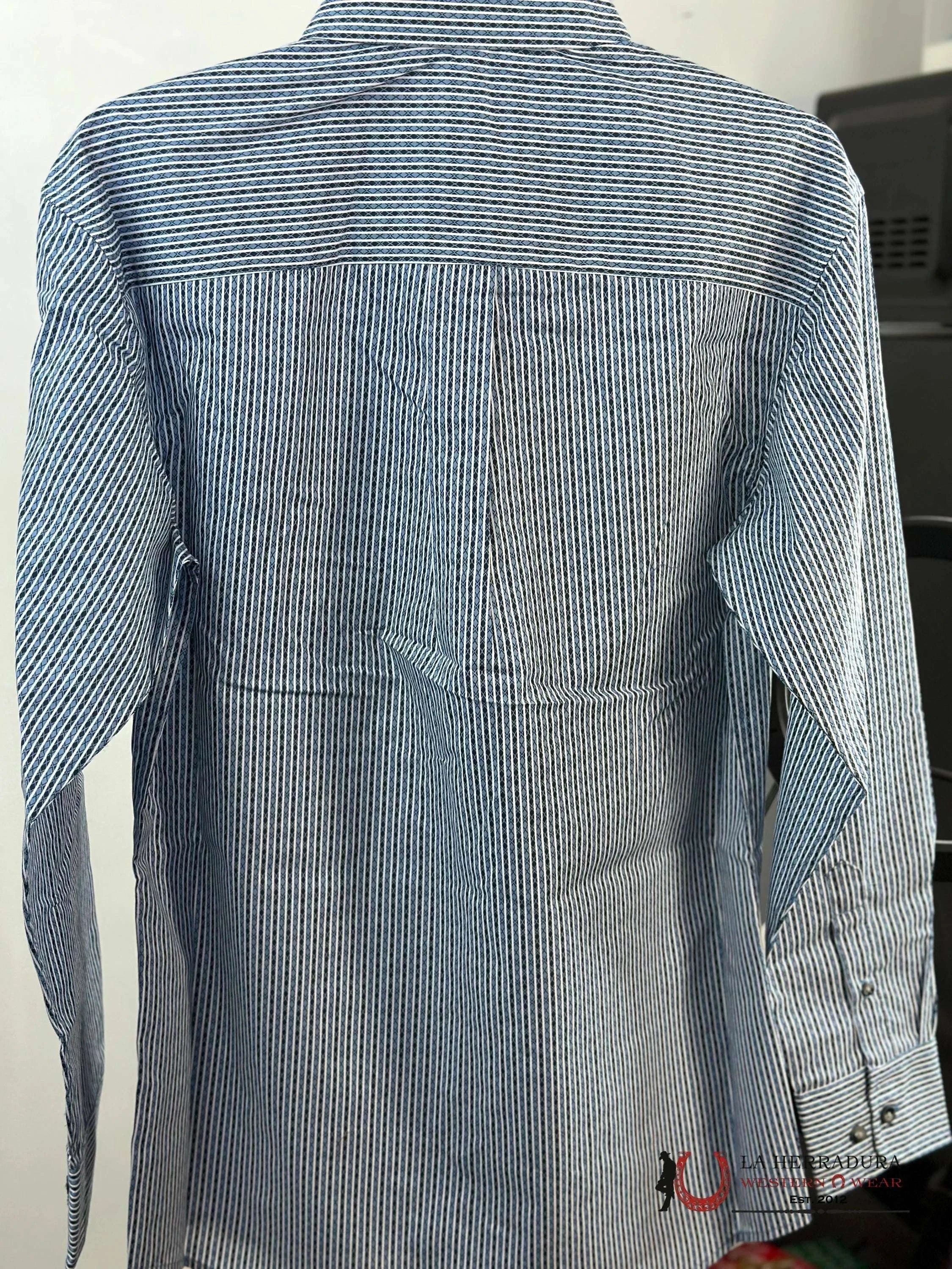 Wrangler X Print Two Tone Blue Long Sleeve Shirt Ropa Hombres