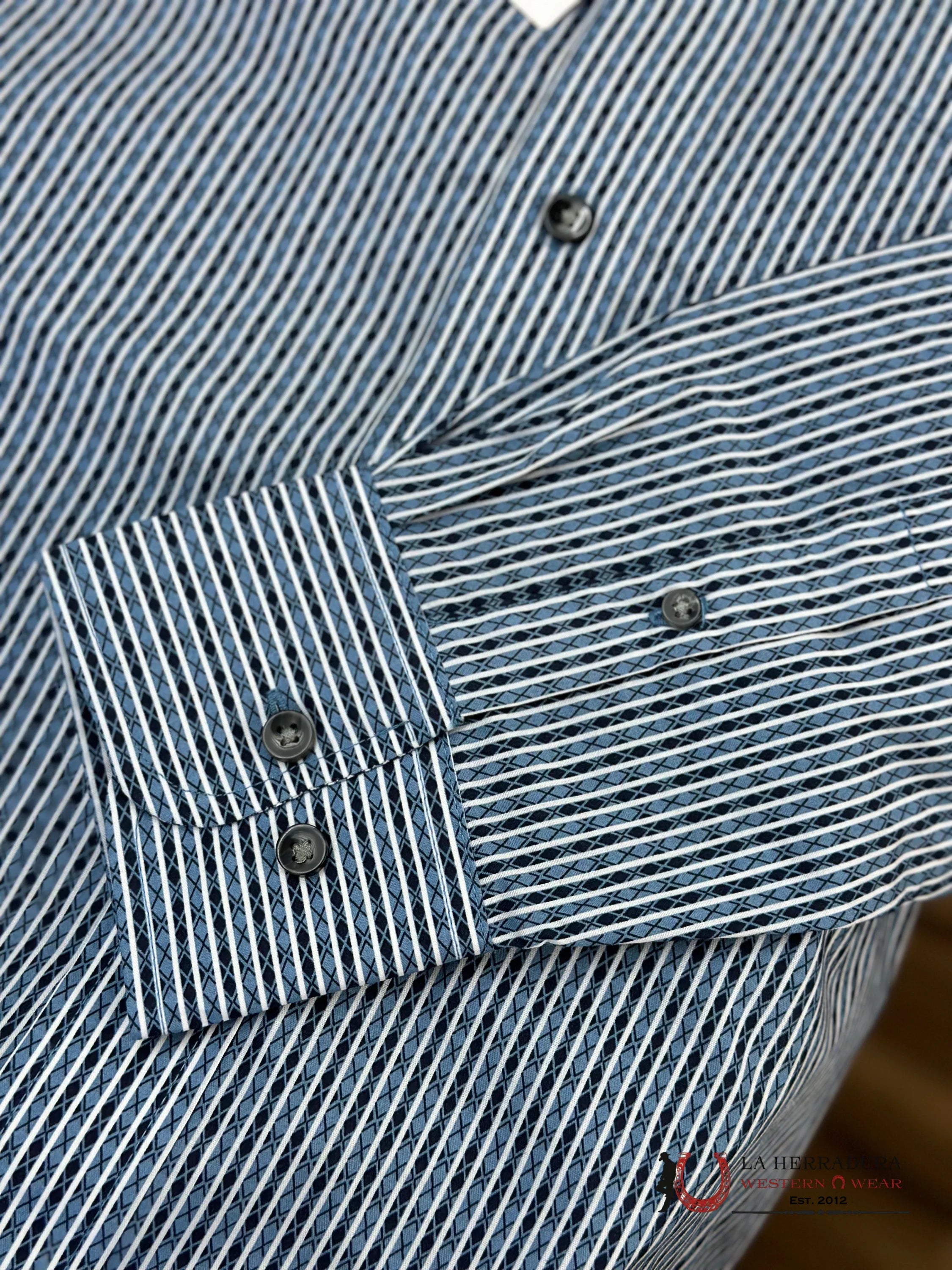 Wrangler X Print Two Tone Blue Long Sleeve Shirt Ropa Hombres