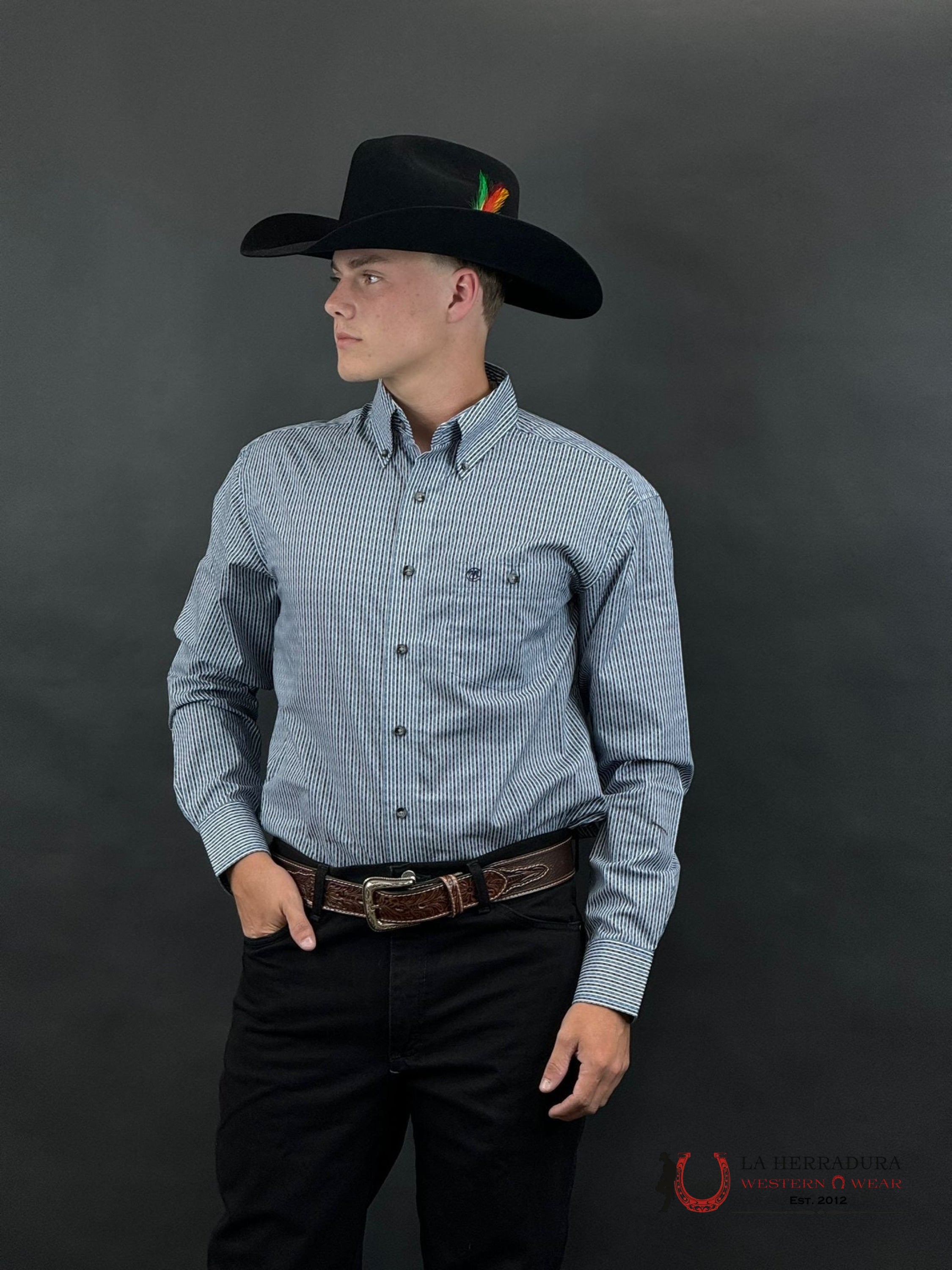 Wrangler X Print Two Tone Blue Long Sleeve Shirt Ropa Hombres