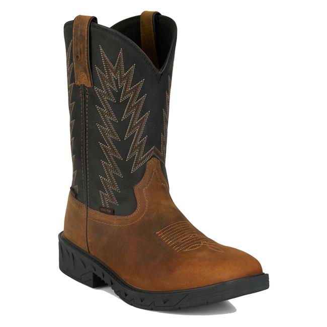 JUSTIN MENS WORK BOOT TASKMAKER BROWN WATER BUFFALO #PD4072