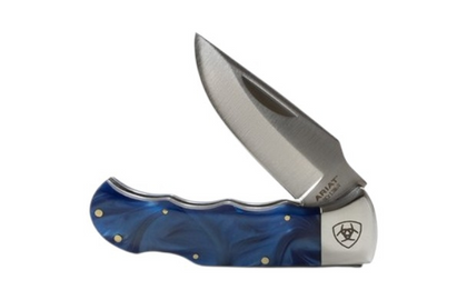 ARIAT BLUE MARBLE FOLDING KNIFE - A710011027-M