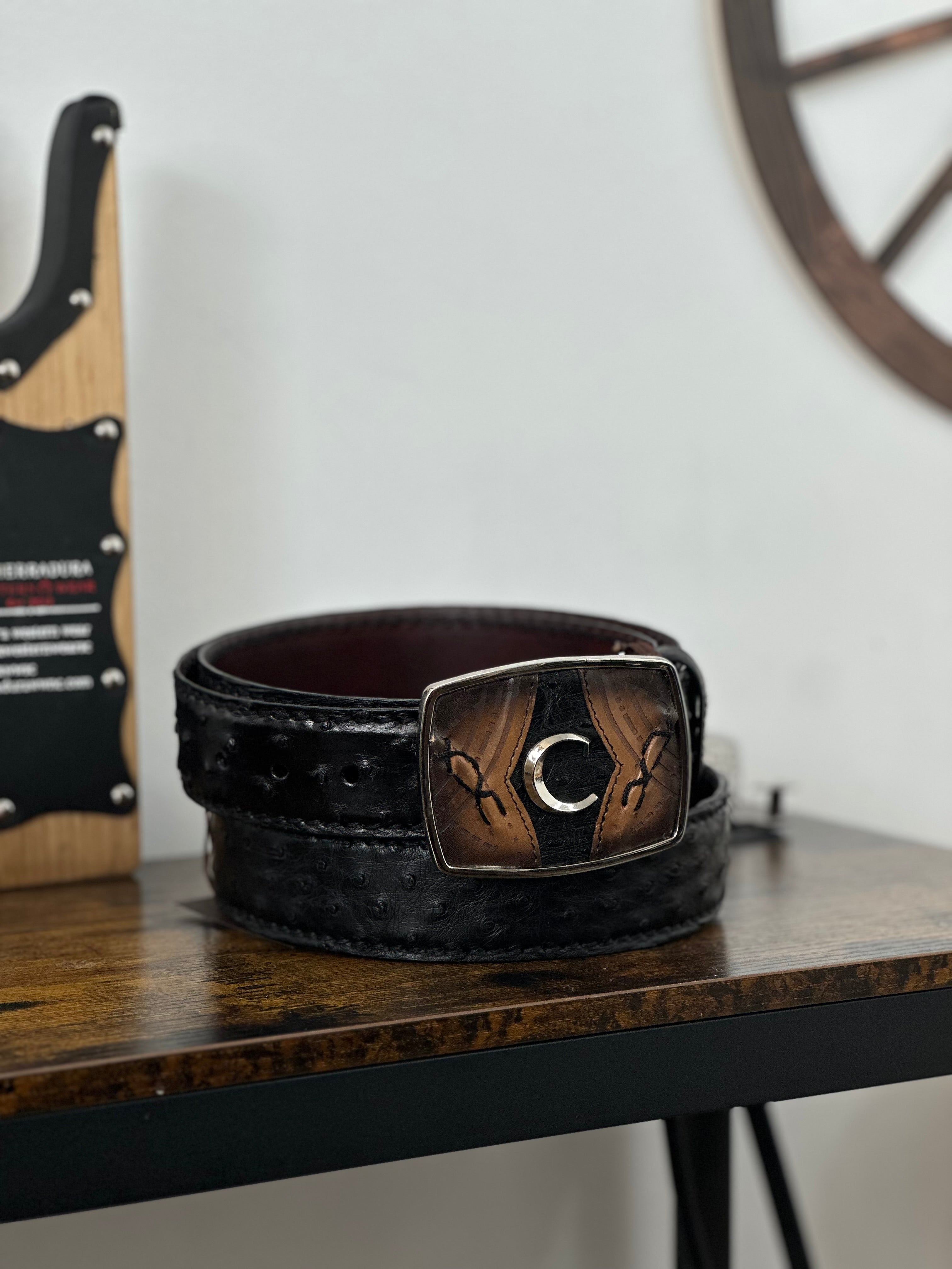 CUADRA AVESTRUZ COMPLETE NEGRO MIEL BELT