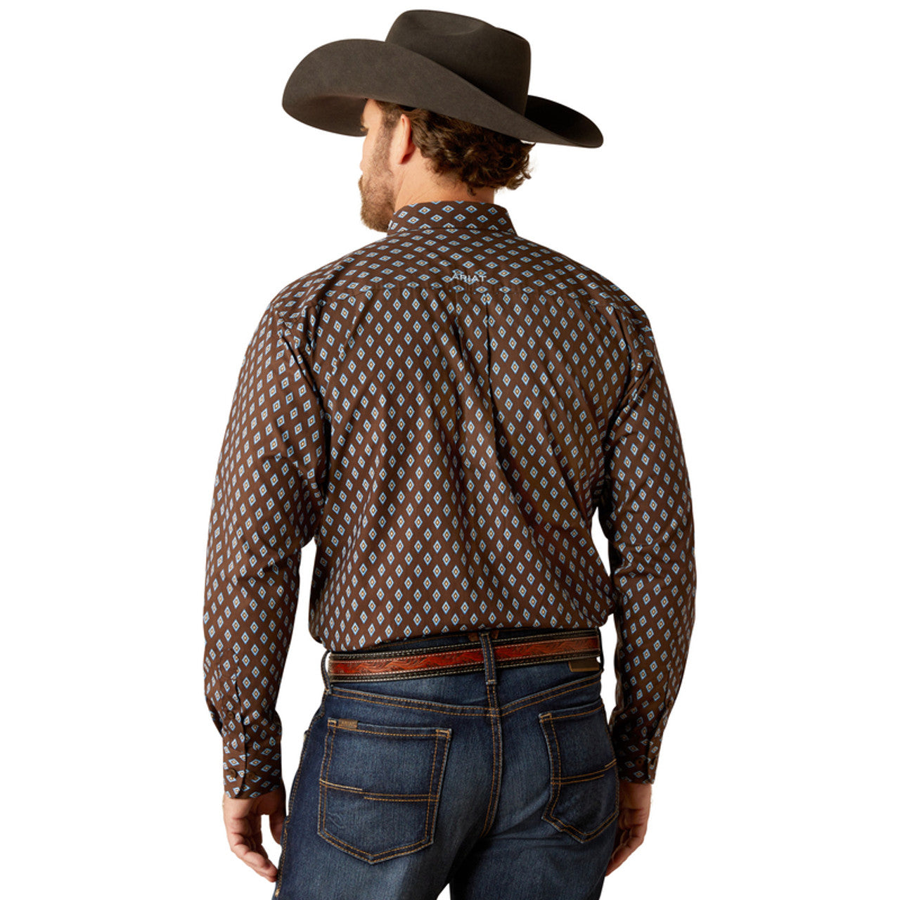 Ariat Team Oak Long Sleeve Shirt Brown/Light Blue - 4056