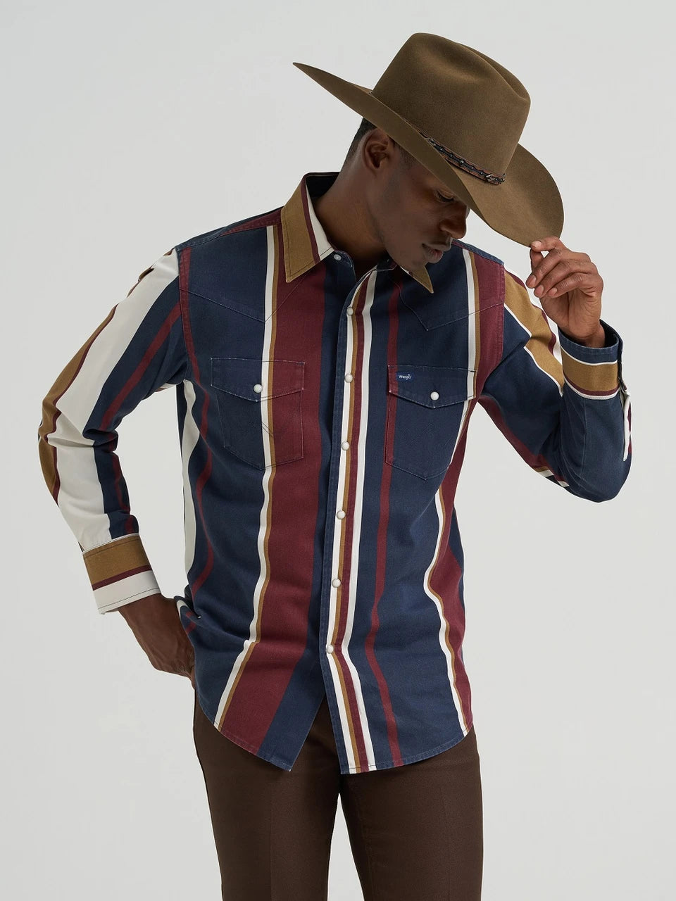 MEN'S WRANGLER LONG SLEEVE STRIPED DENIM SHIRT  112381998