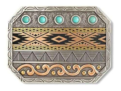 ARIAT RECTANGLE BUCKLE AZTEC TURQUOISE DESIGN - A37062