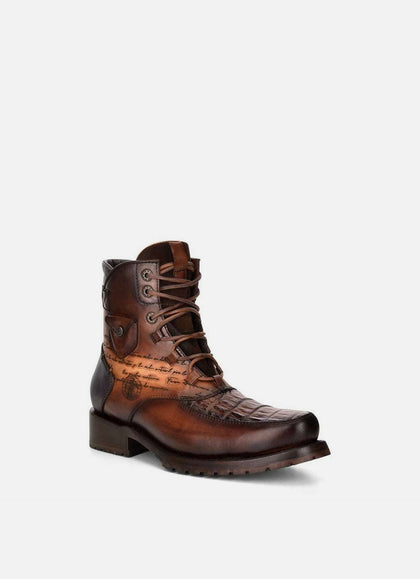 BOTAS CUADRA HOMBRE FUSCUS COLA DE VESTIR CON CORDONES Y PUNTA REDONDA LÁSER CU496