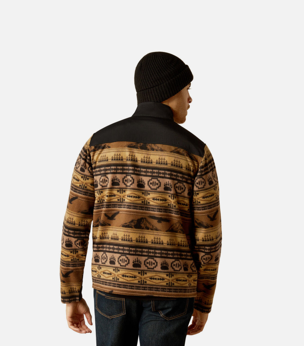 ARIAT BROWN SCENIC SERAPE BASIS 2.0 1/4 ZIP SWEATSHIRT- 2732