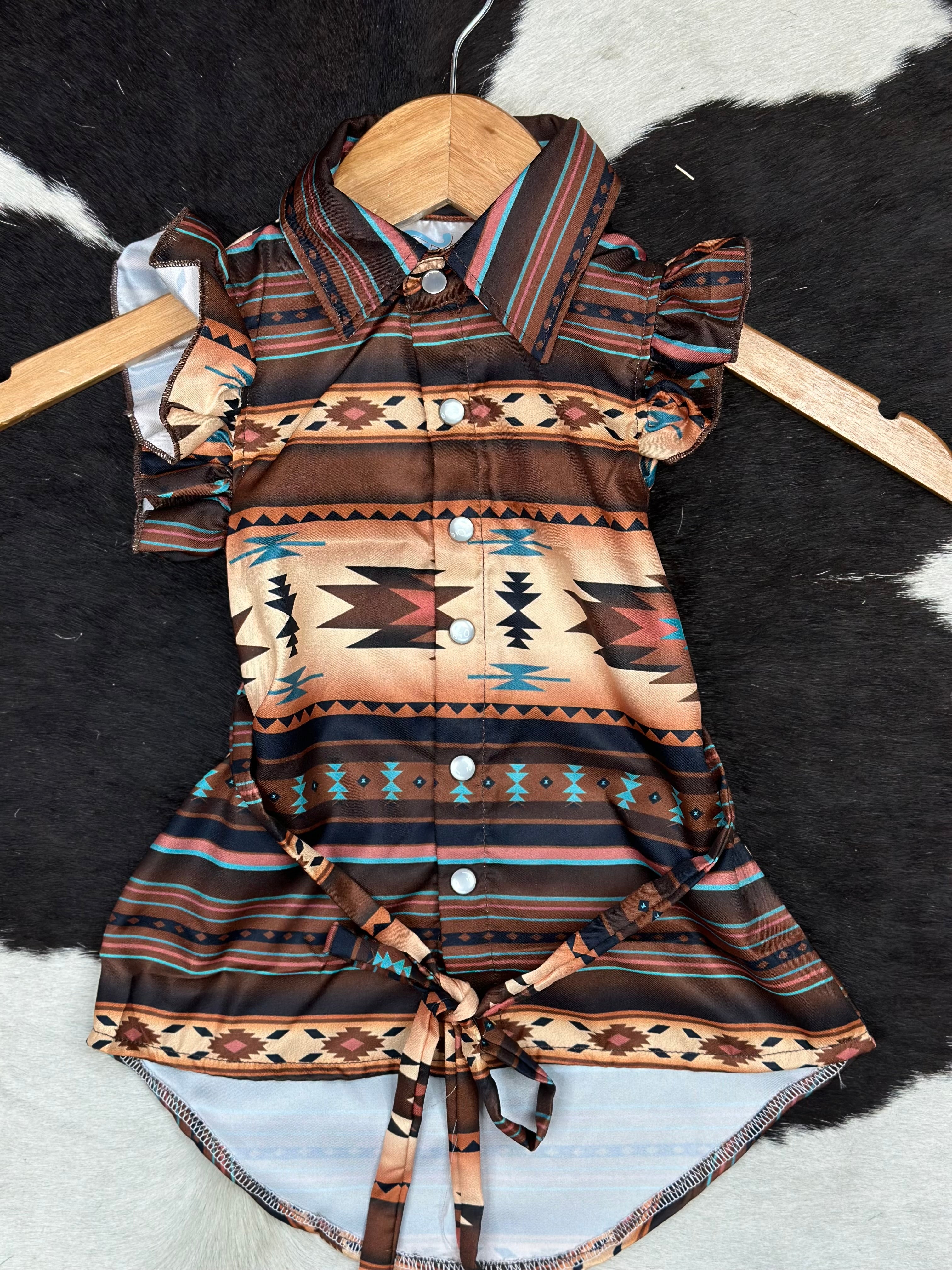 SHEA BABY AZTEC BROWN SNAP DRESS