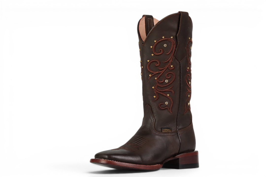 LA HERRADURA BOTAS DE MUJER EMILY CRAZY CAFÉ PUNTA CUADRADA COMPLETA