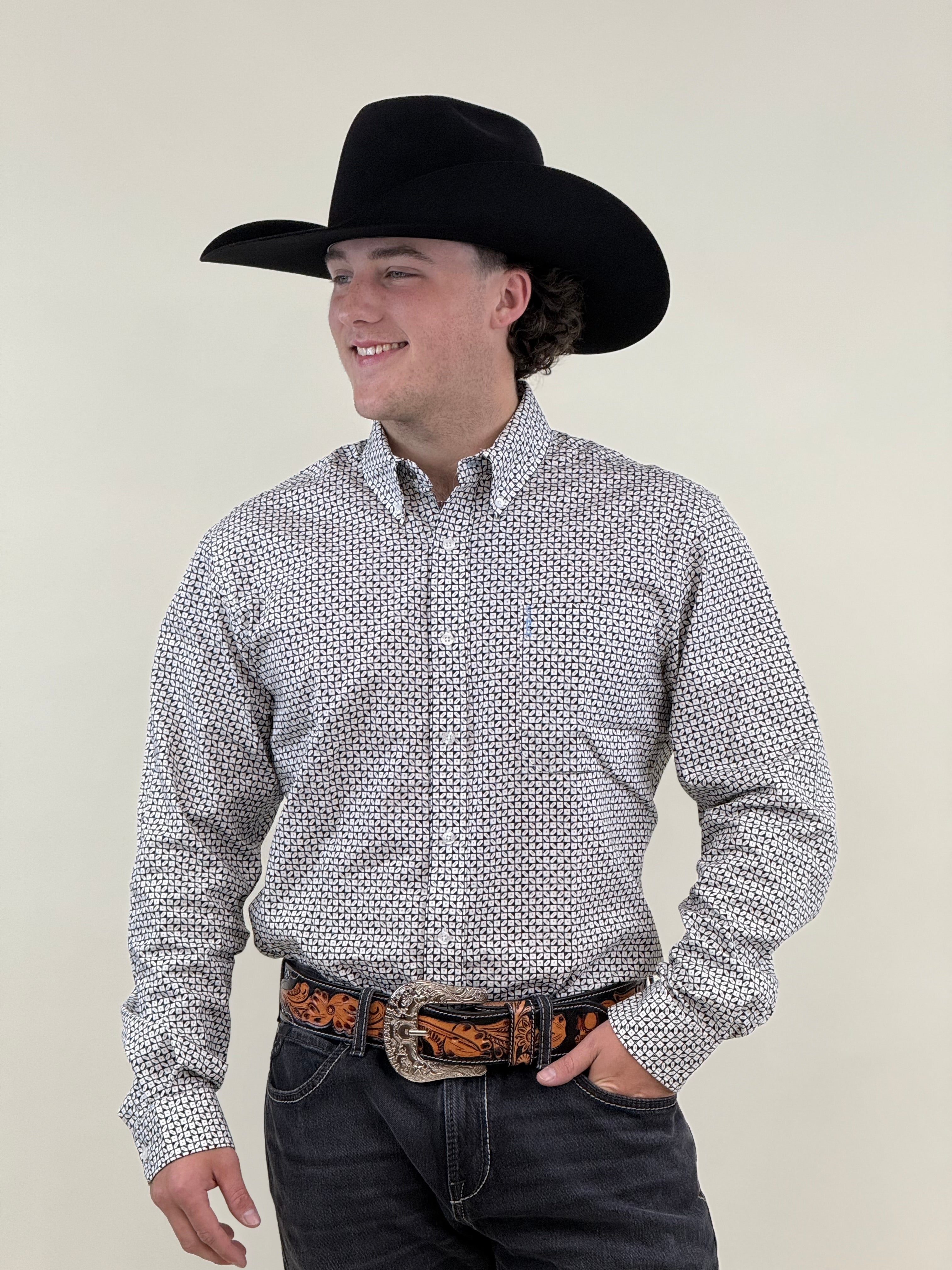 CINCH BLACK/WHITE LONG SLEEVE SHIRT