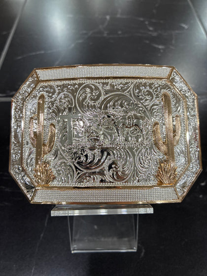 PRAYING COWBOY W/ CACTUS RECTANGLE BUCKLE