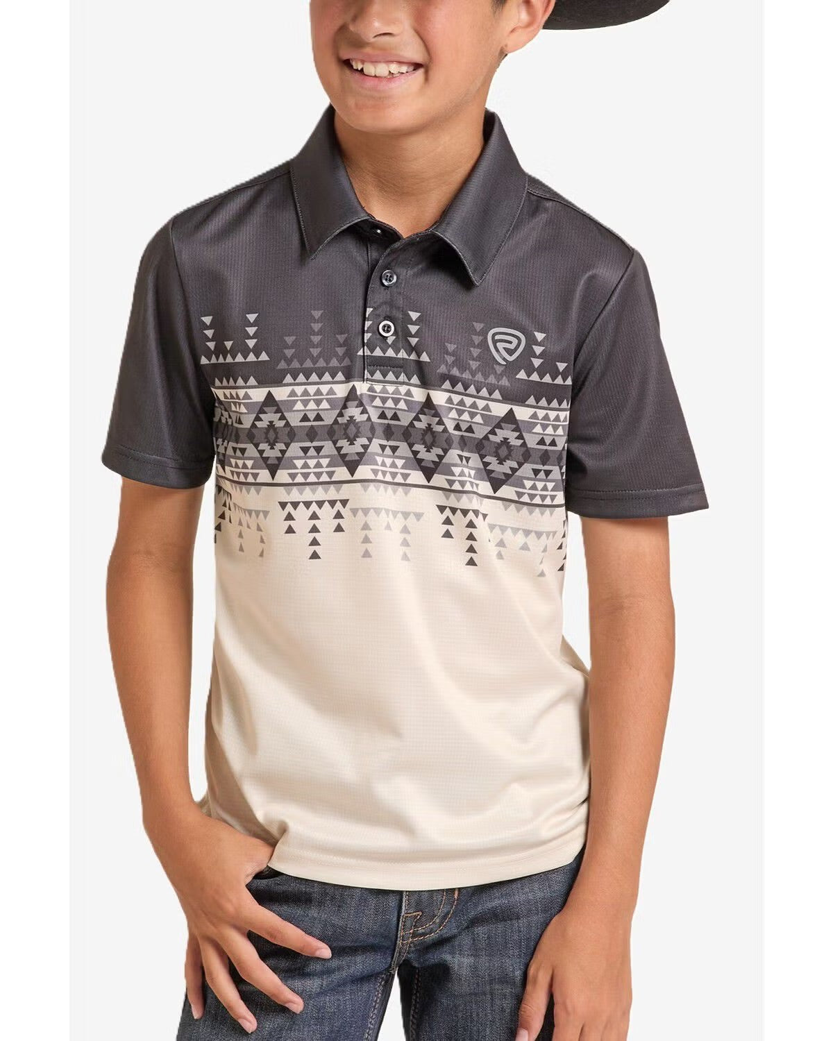 BOYS ROCK&ROLL NATURAL BORDER PRINTED POLO -  BB51T09599