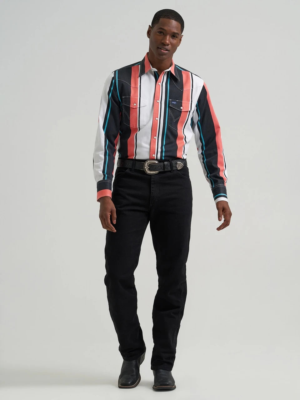 MENS WRANGLER BLACK & MULTICOLOR STRIPED SHIRT - 112381997