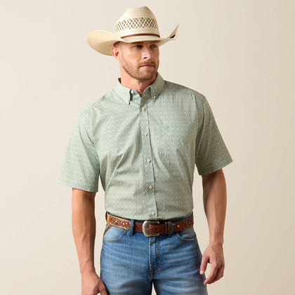 ARIAT MENS WF WORTHINGTON SS SHRT LAUREL GREEN SOUTHWEST PRINT - 10073697