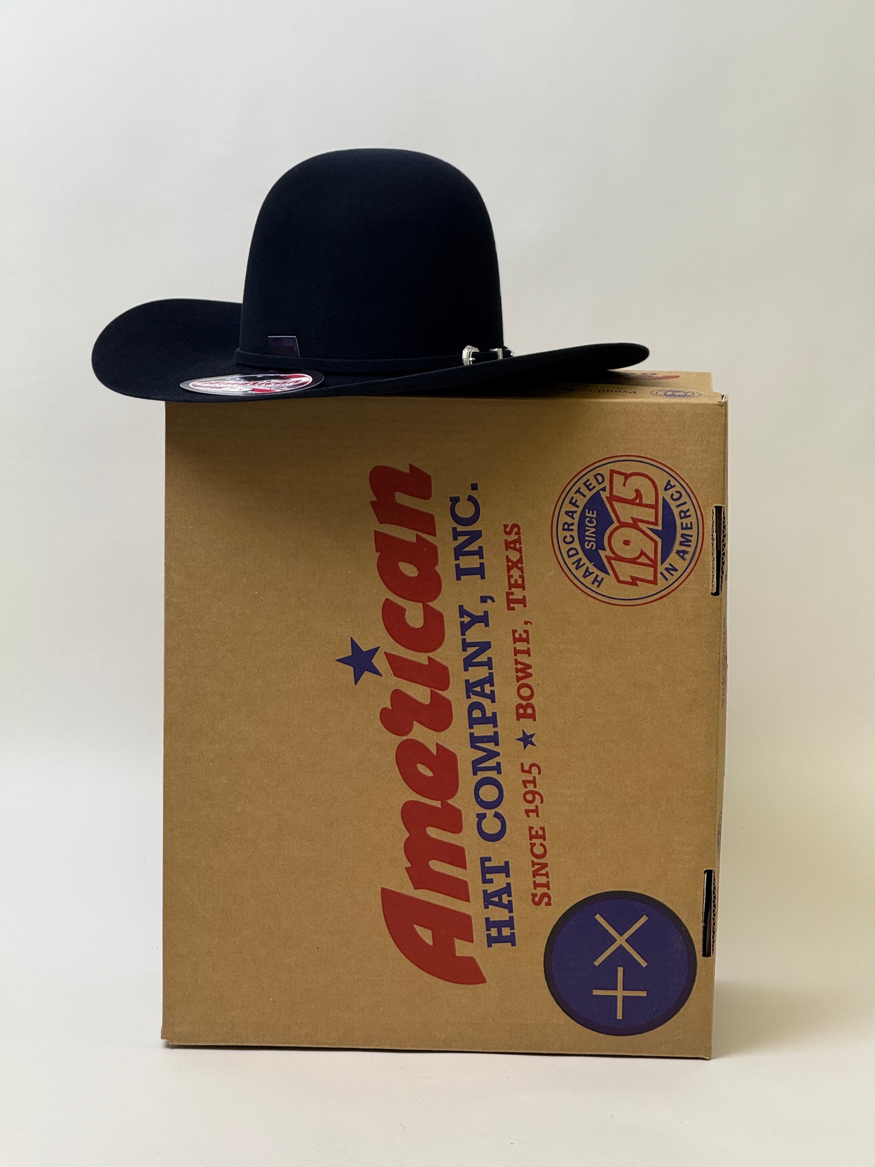 7X American Felt Hat Midnight Blue Open Crown