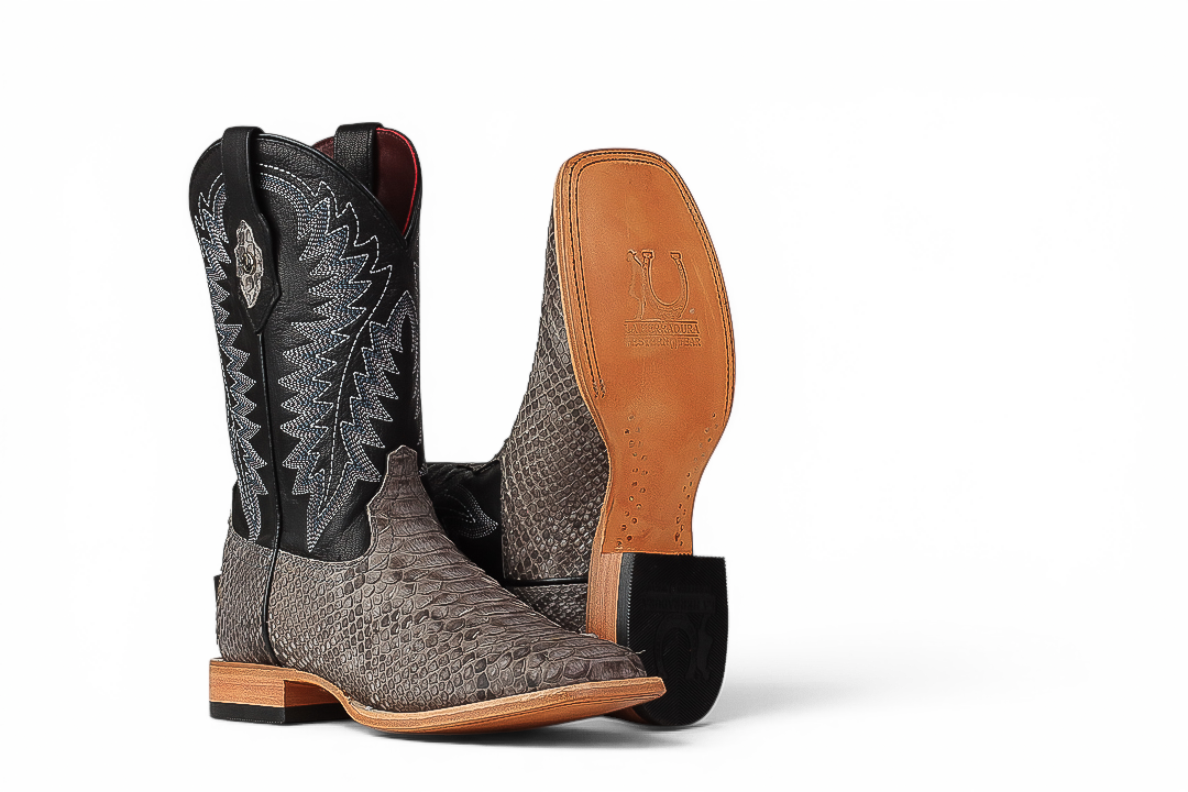 LA HERRADURA LH006 MEN’S BOOTS EXOTIC-RANCHERA PYTHON GRAY NOBUCK SQ TOE EE