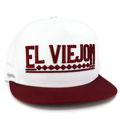 EL VIEJON APACHE MAROON/WHITE/WHITE FLAT VISOR HAT