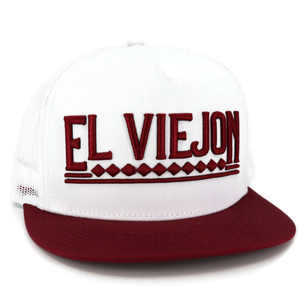 EL VIEJON APACHE MAROON/WHITE/WHITE FLAT VISOR HAT