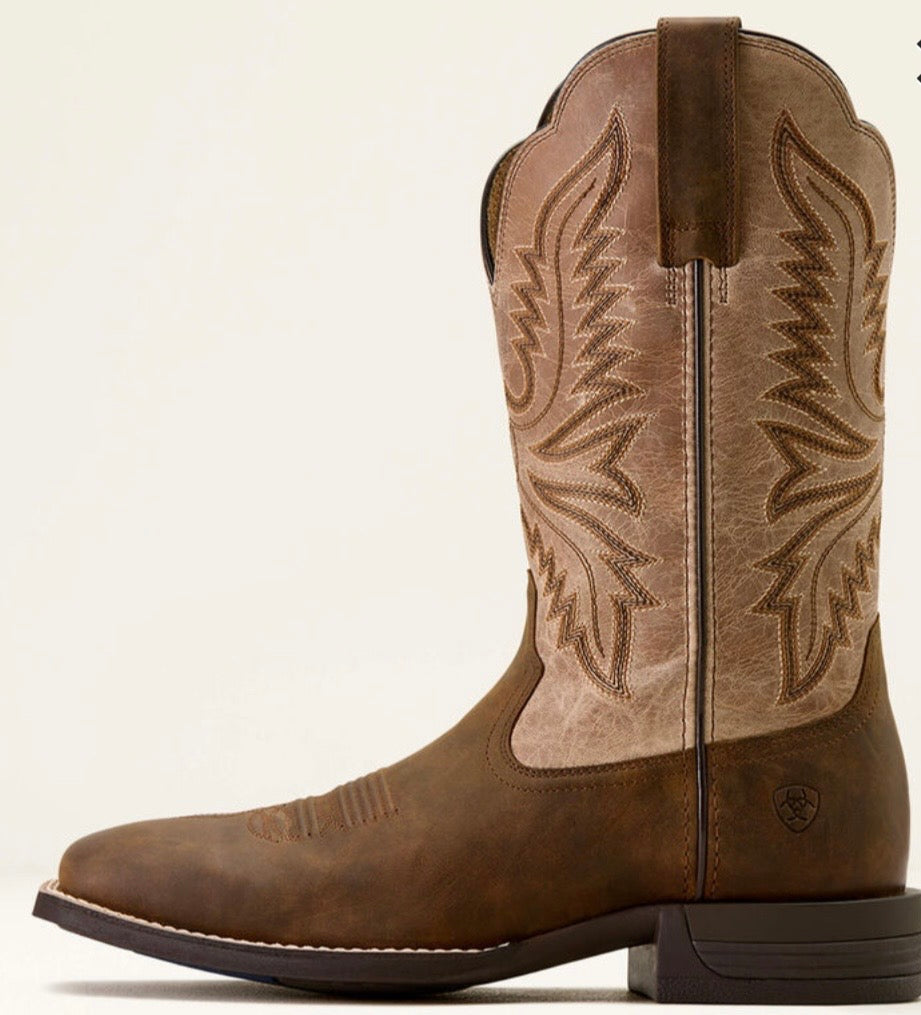 ARIAT MENS BOOT BRUSH CREEK AGED TAN/SMOKEY TAUPE WIDE SQUARE 10074181