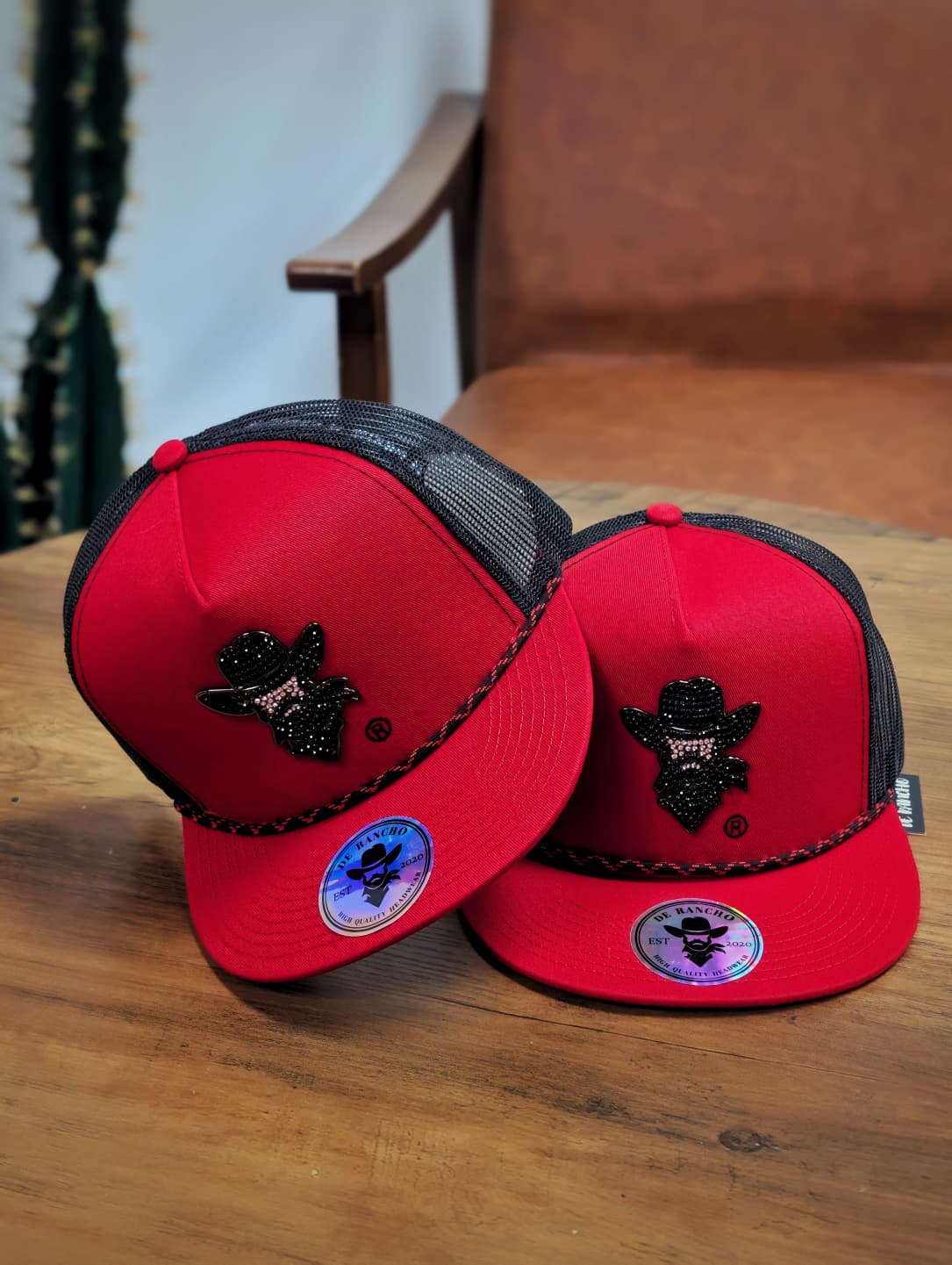 DE RANCHO HATS SNAPBACK CRISTAL RED AND BLACK