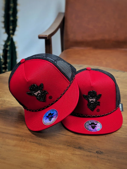 DE RANCHO HATS SNAPBACK CRISTAL RED AND BLACK