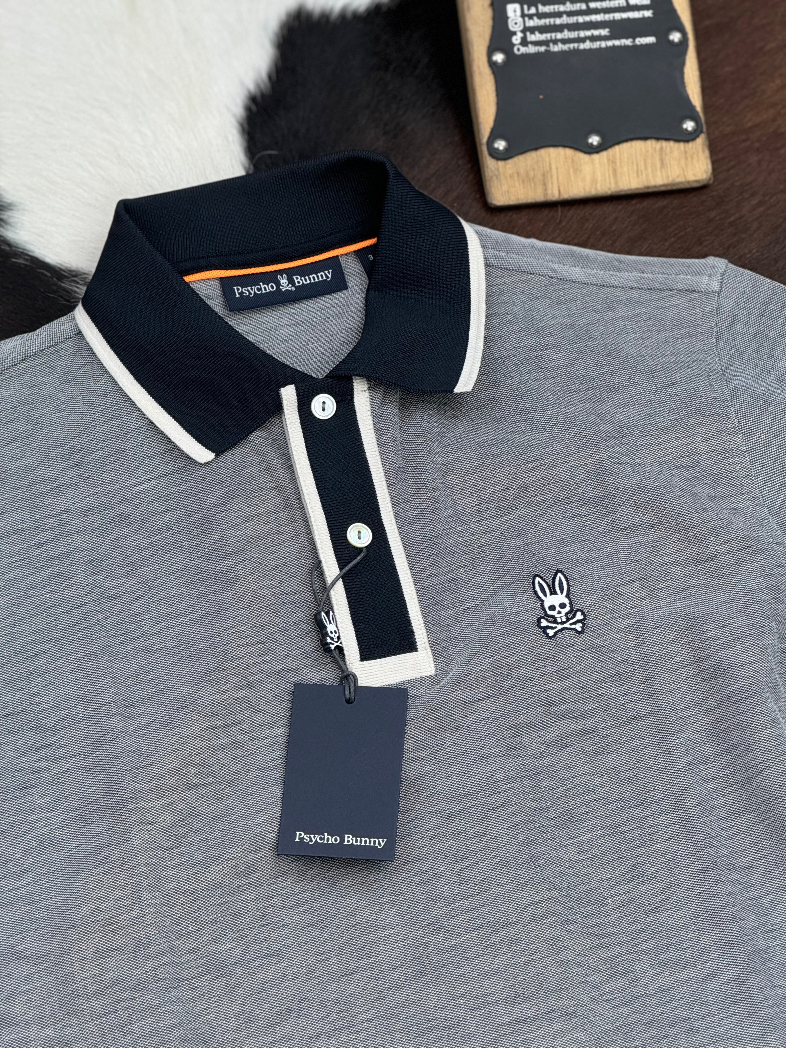 PSYCHO BUNNY WOODWAY OXFORD POLO