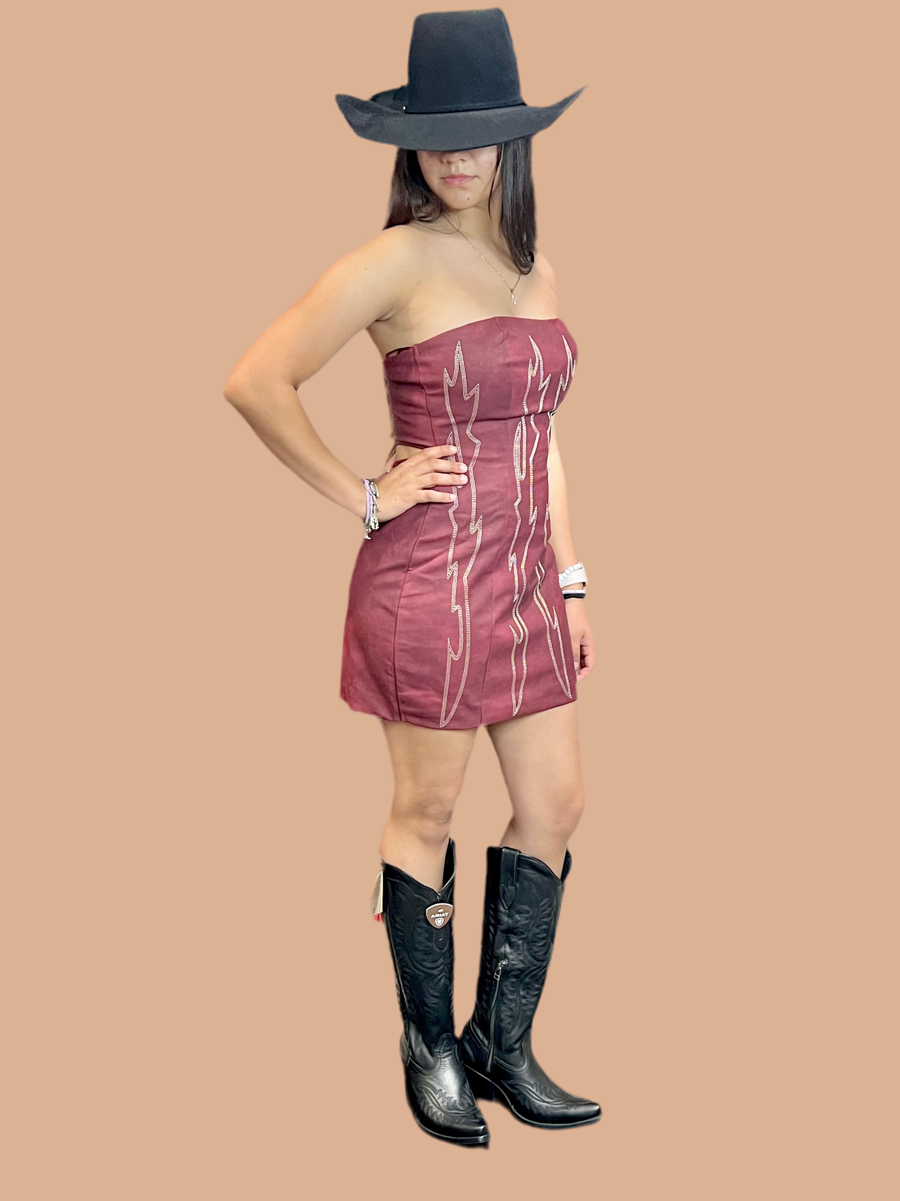 TICTOC BURGUNDY MINI DRESS