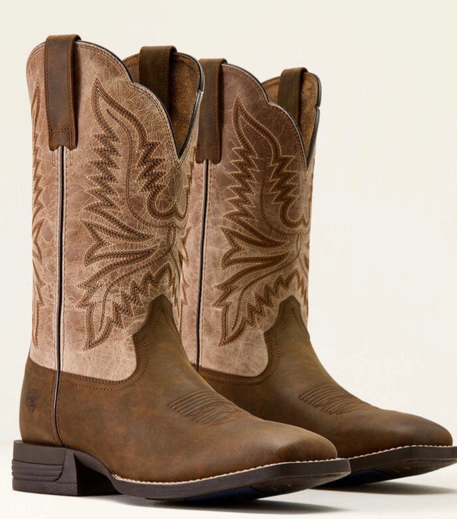 ARIAT MENS BOOT BRUSH CREEK AGED TAN/SMOKEY TAUPE WIDE SQUARE 10074181