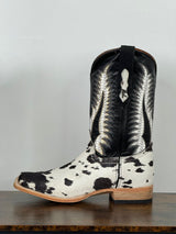 RANCHERS MEN COWHIDE BLACK&WHITE SPOTTED CUERNOS BOOT